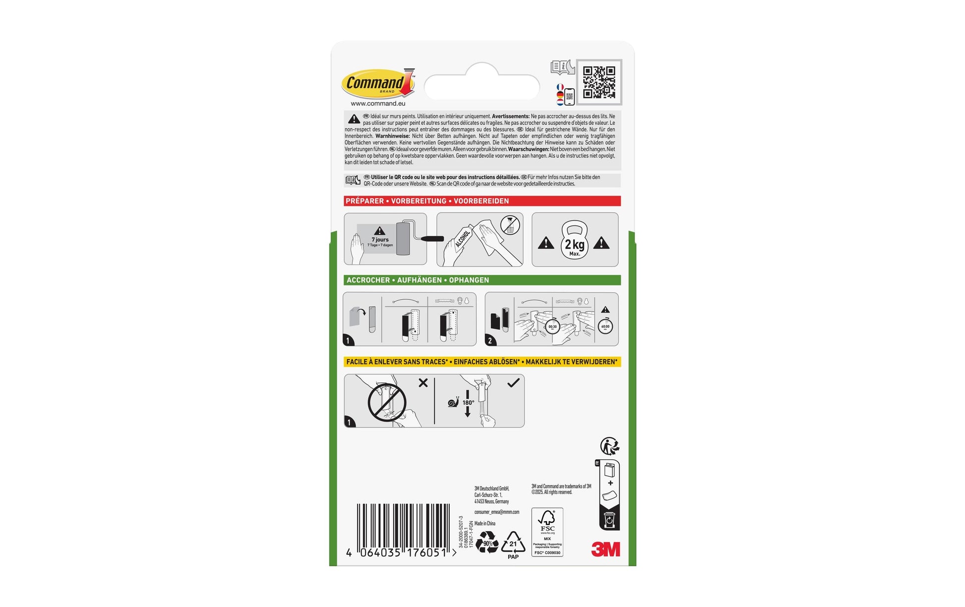 3M Command Haken – Kunststoff – Silber – Selbstklebend, Wasserfest – 2 kg – 2 Stück