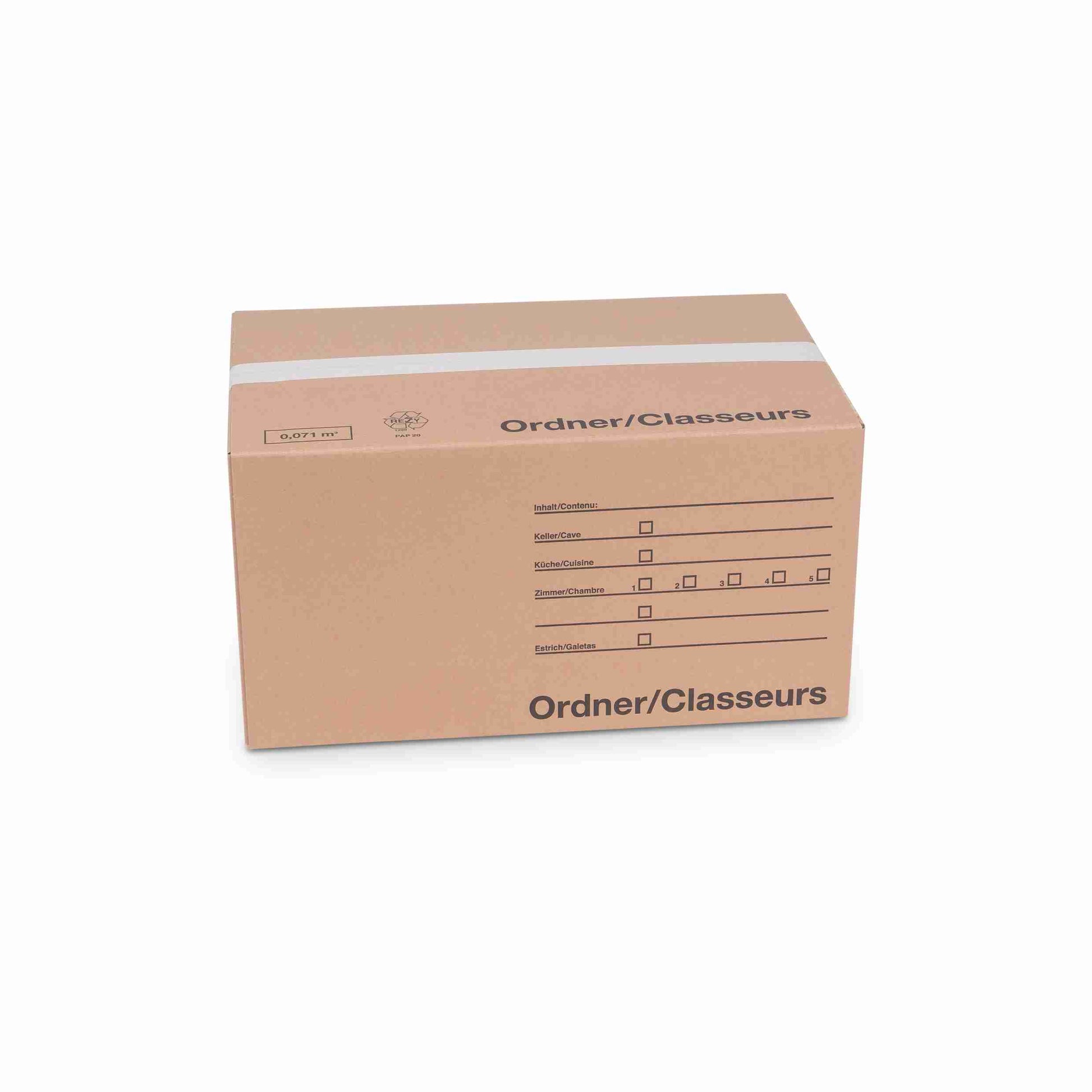 Model Versandverpackung – für Ordner & Hängeregister – 570 × 350 × 290 mm, braun, mit Grifflöchern – 1 Stk., ab 50 Stk.