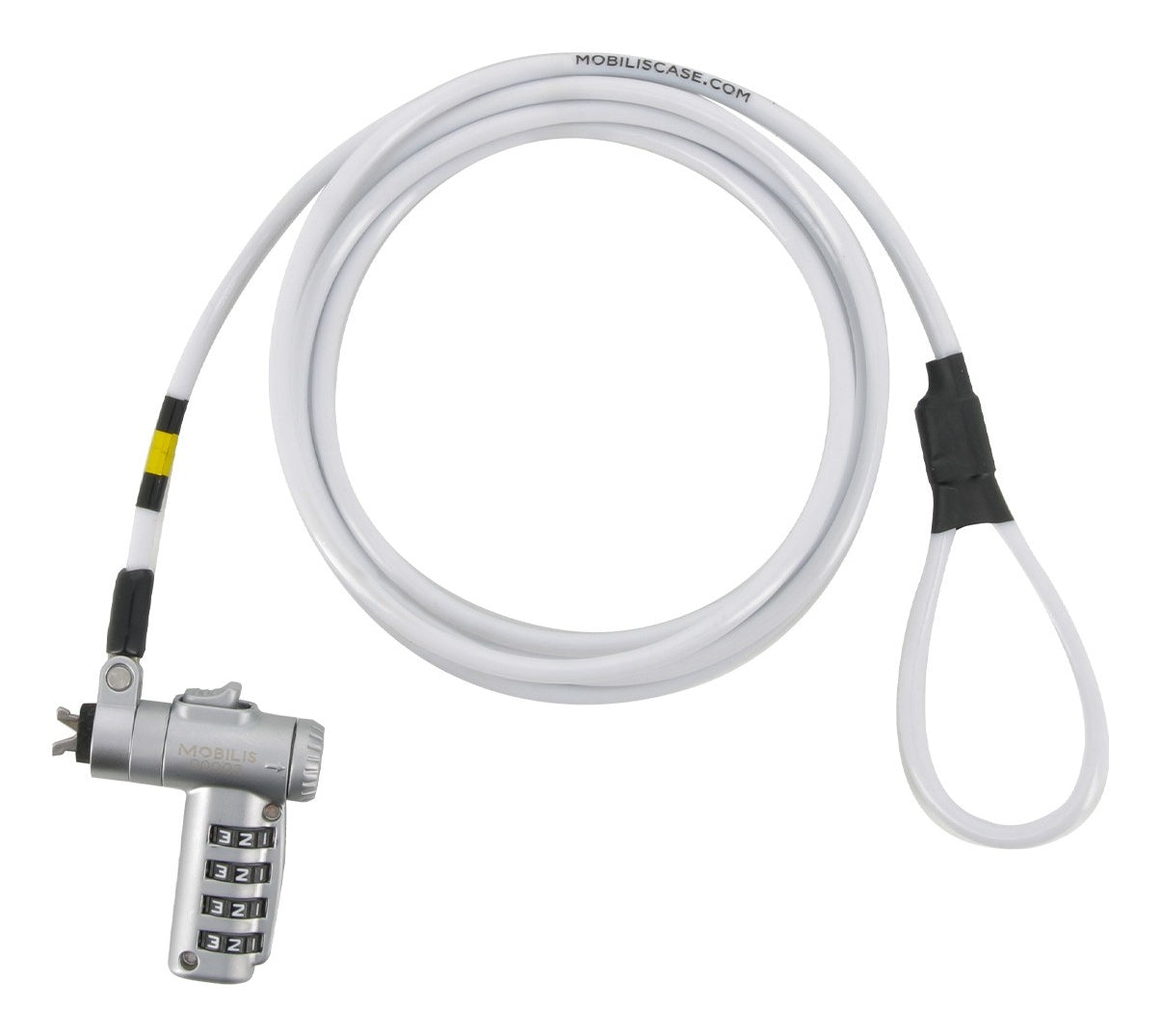 Mobilis Sicherheits-Kabelschloss für Laptop – 1,8 m, 4 mm Kabel, Nano/Keil/T-Lock, Weiss