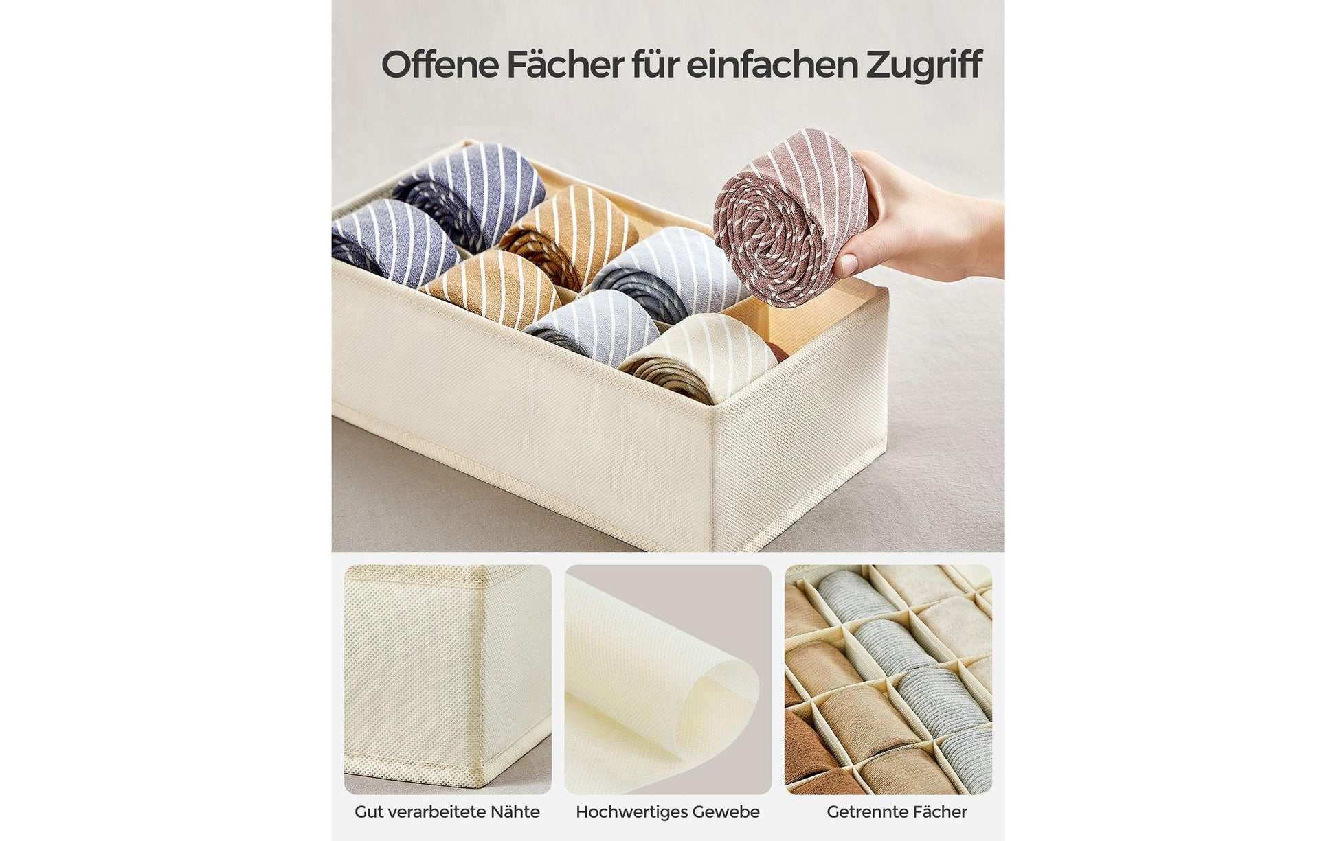 Songmics Aufbewahrungsbox – Textil – Beige – 8-teiliges Set