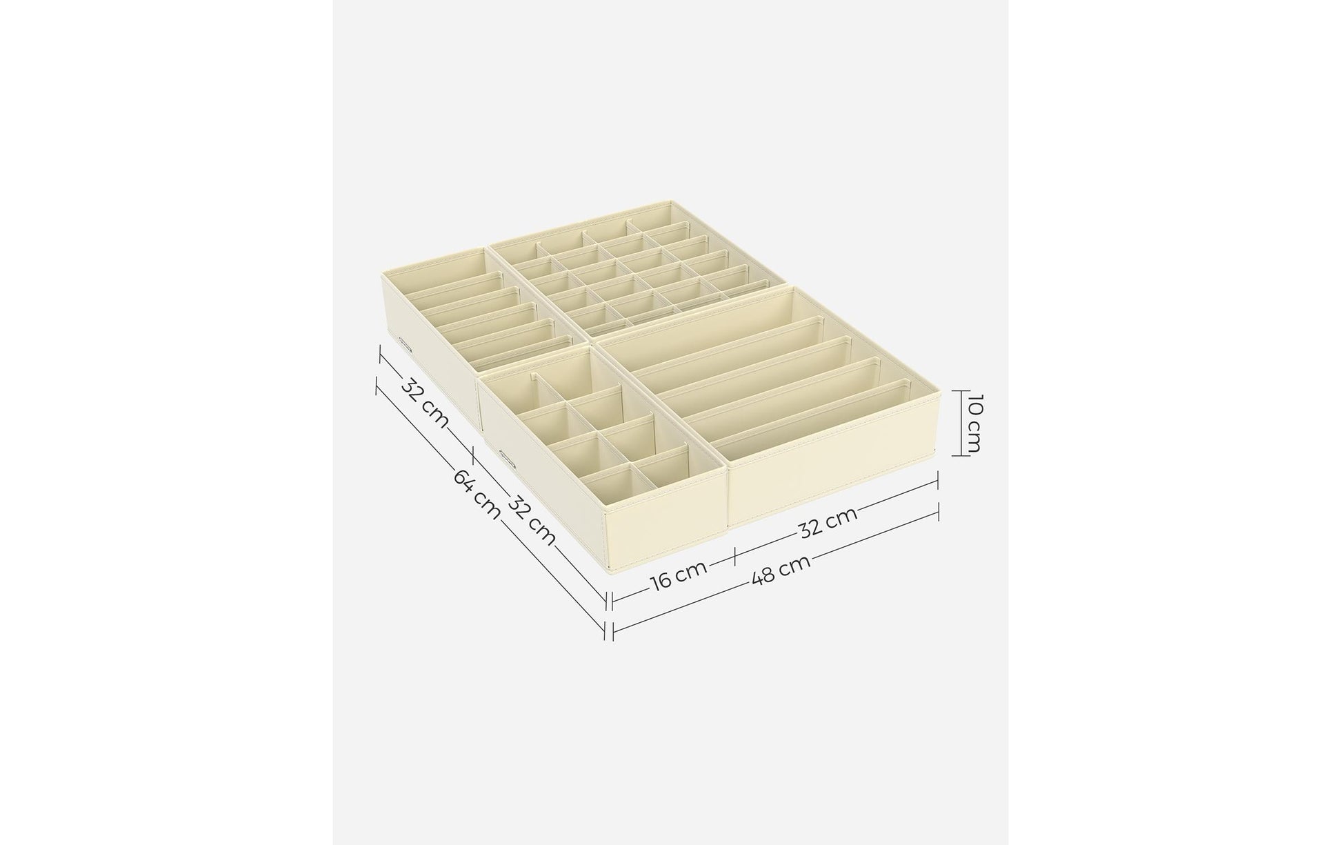 Songmics Aufbewahrungsbox – Textil – Beige – 8-teiliges Set