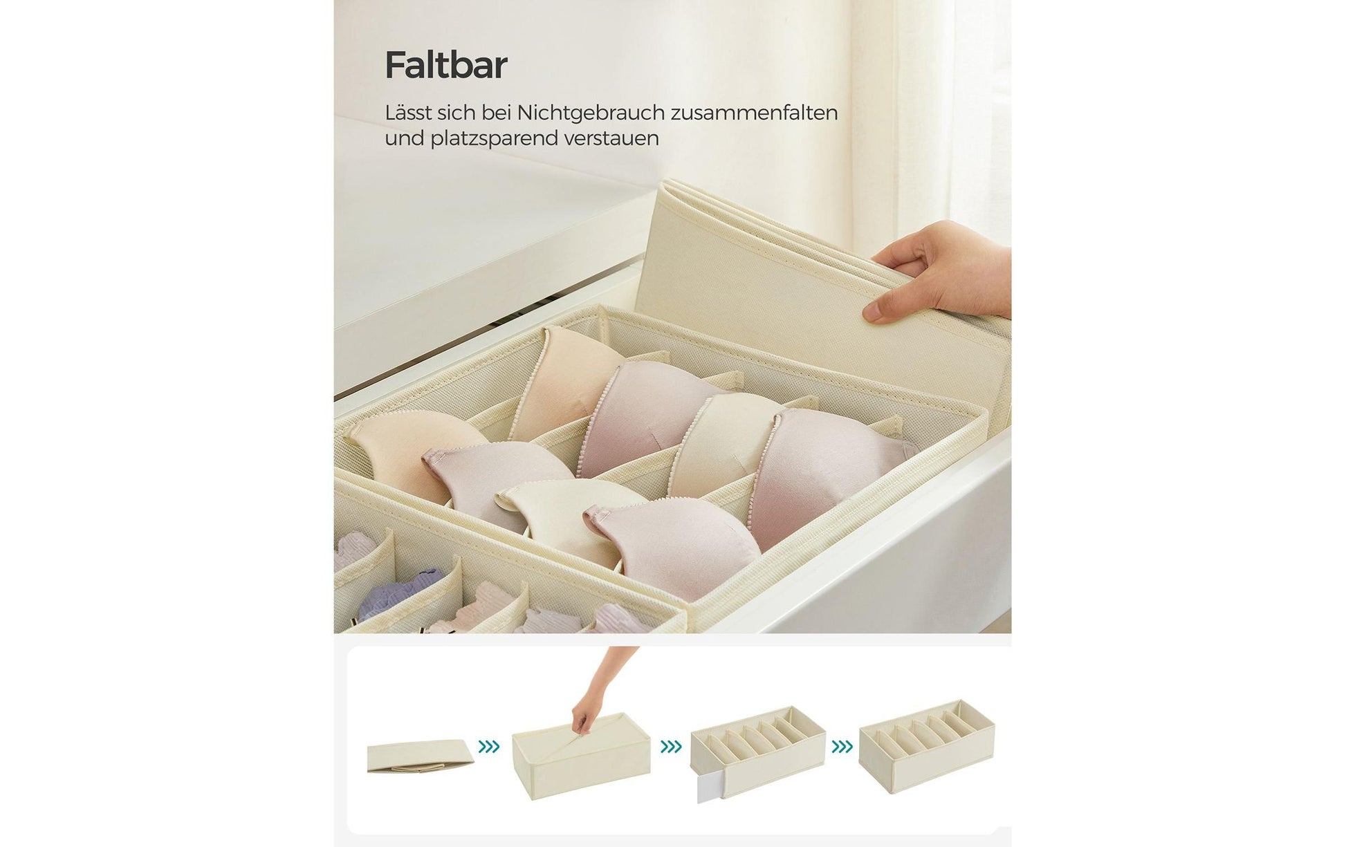 Songmics Aufbewahrungsbox – Textil – Beige – 8-teiliges Set