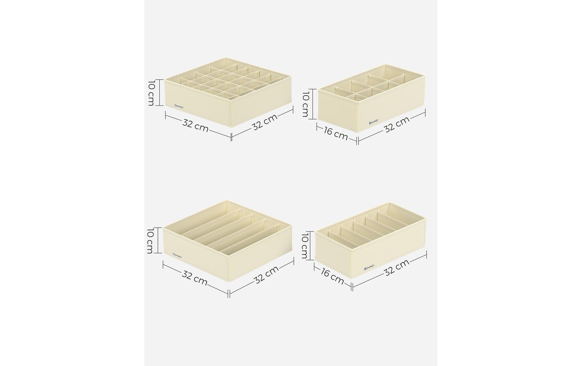 Songmics Aufbewahrungsbox – Textil – Beige – 8-teiliges Set