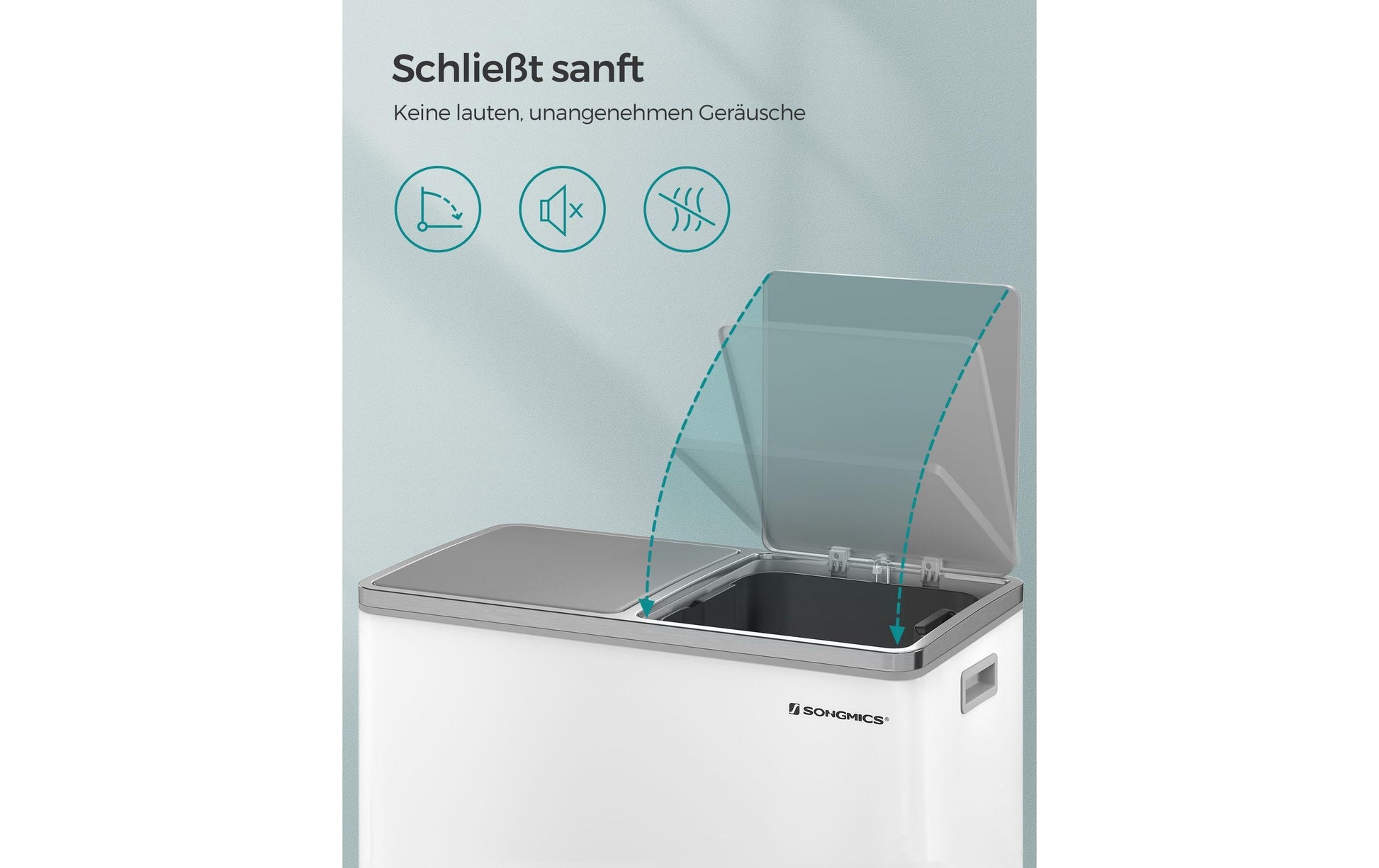 Songmics Systempapierkorb – 30 + 30 l – Stahl, weiss – B × H × T 585 × 650 × 360 mm