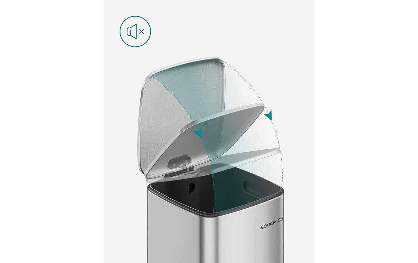 Songmics Papierkorb – 20 l – Stahl, Silber – B × H × T 285 × 340 × 544 mm