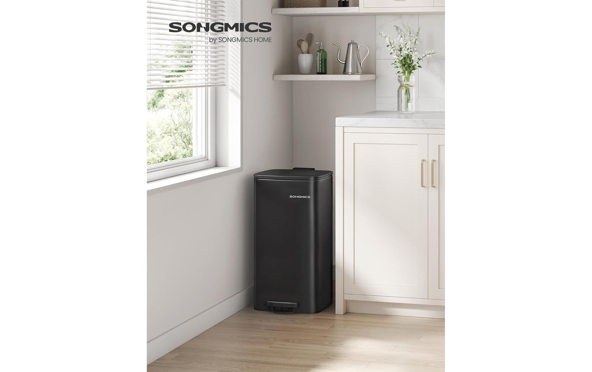 Songmics Treteimer – 20 l – Stahl, Schwarz – B × H × T 285 × 340 × 544 mm