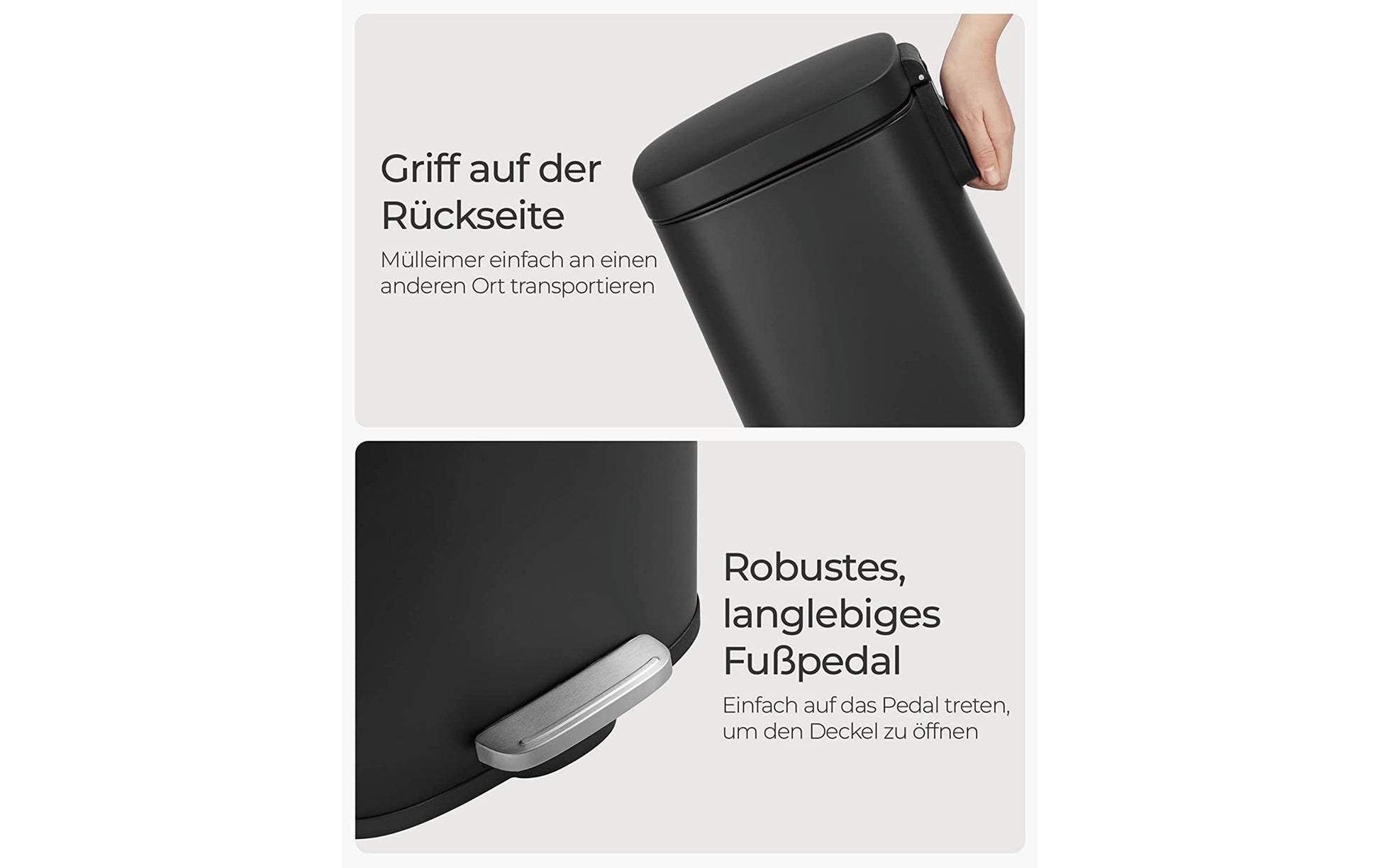 Songmics Abfallcontainer – 30 l – mit Deckel – Edelstahl, Grau – B × H × T 348 × 633 × 297 mm