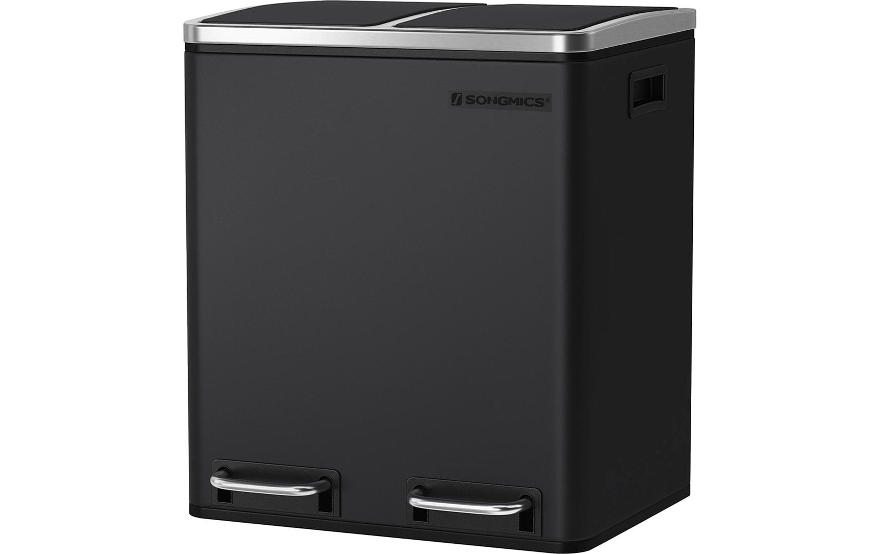 Songmics Systempapierkorb – 15 + 15 l, mit Deckel – Edelstahl – B × H × T 410 × 735 × 360 mm