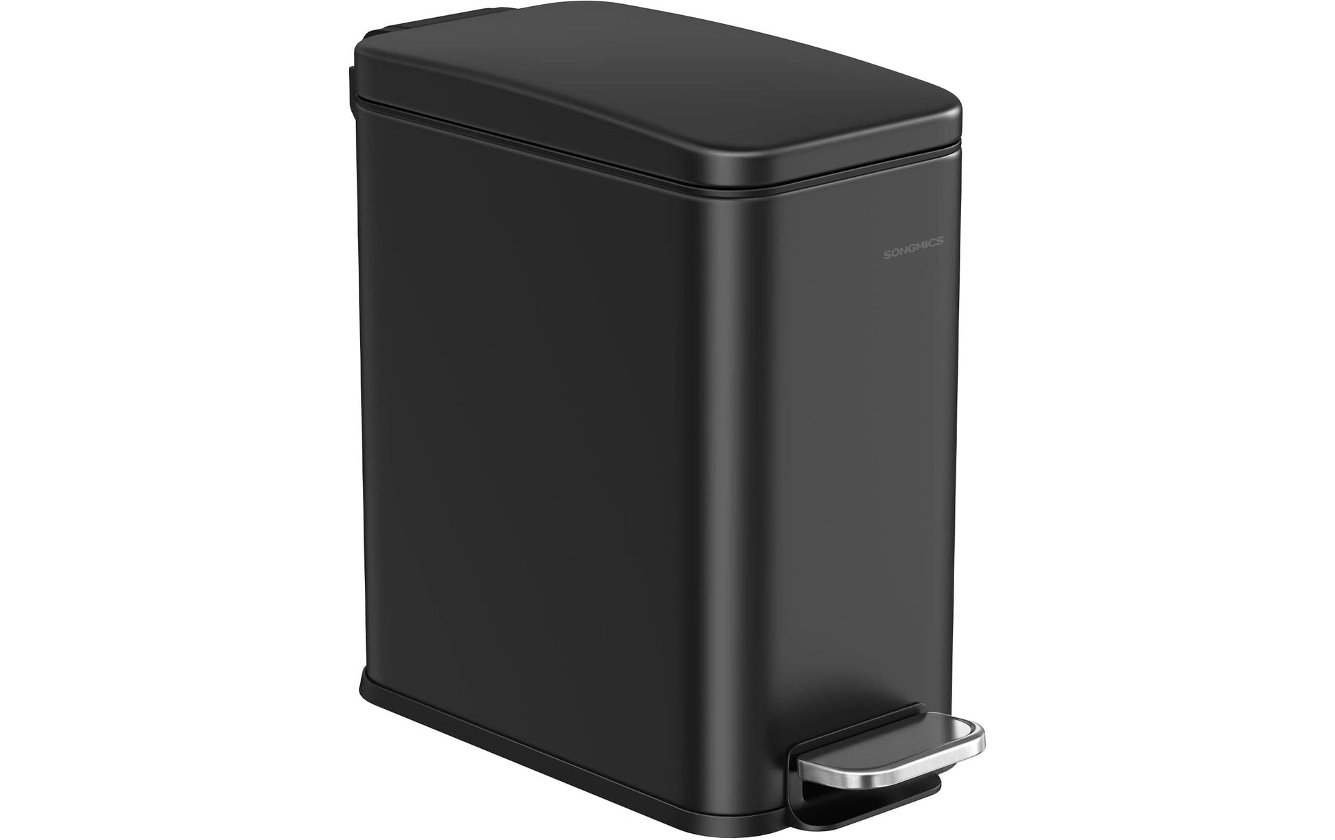 Songmics Tisch-Abfallbehälter – 5 l, mit Deckel, Stahl, schwarz – B × H × T 144 × 290 × 299 mm