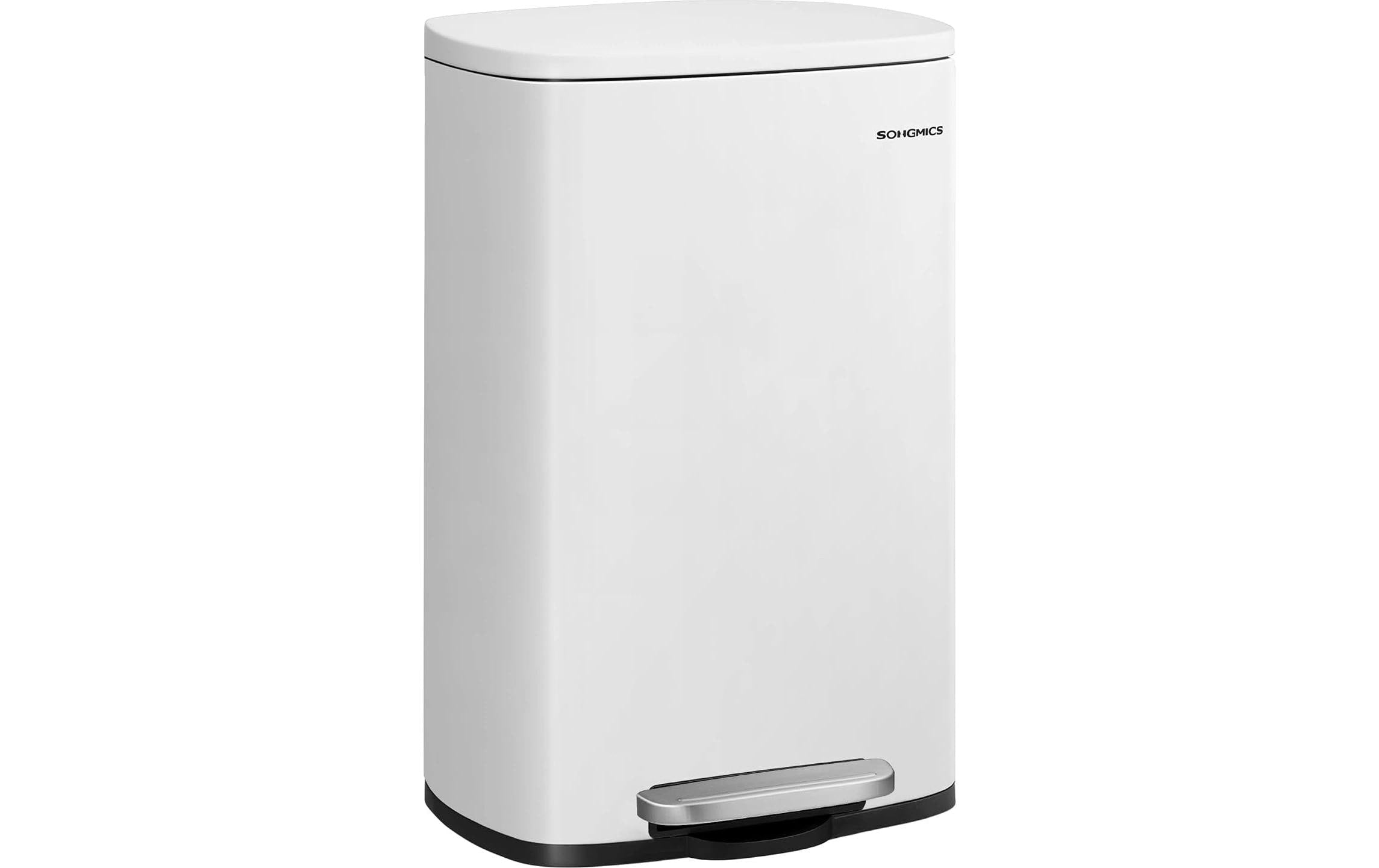 Songmics Abfallcontainer – 50 l – mit Deckel – Stahl, Weiss – B × H × T 432 × 632 × 371 mm