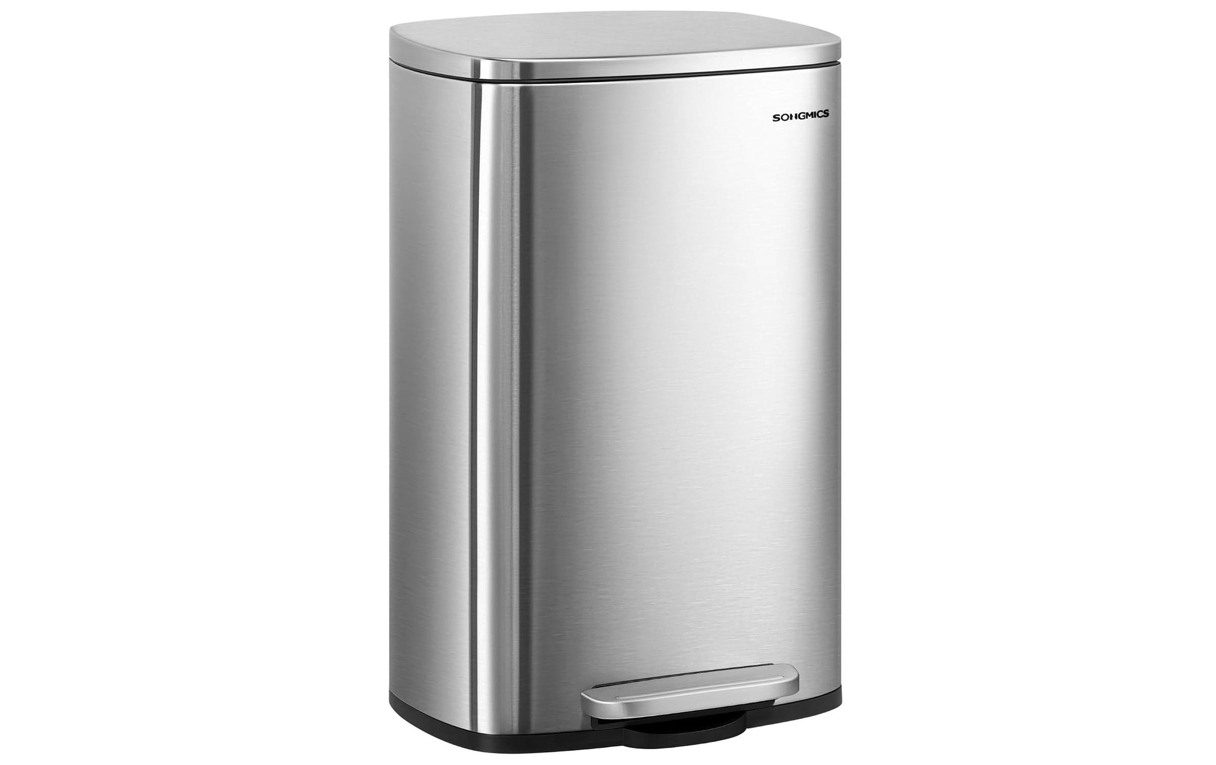 Songmics Abfallcontainer – 50 l – mit Deckel – Edelstahl – B × H × T 432 × 371 × 632 mm