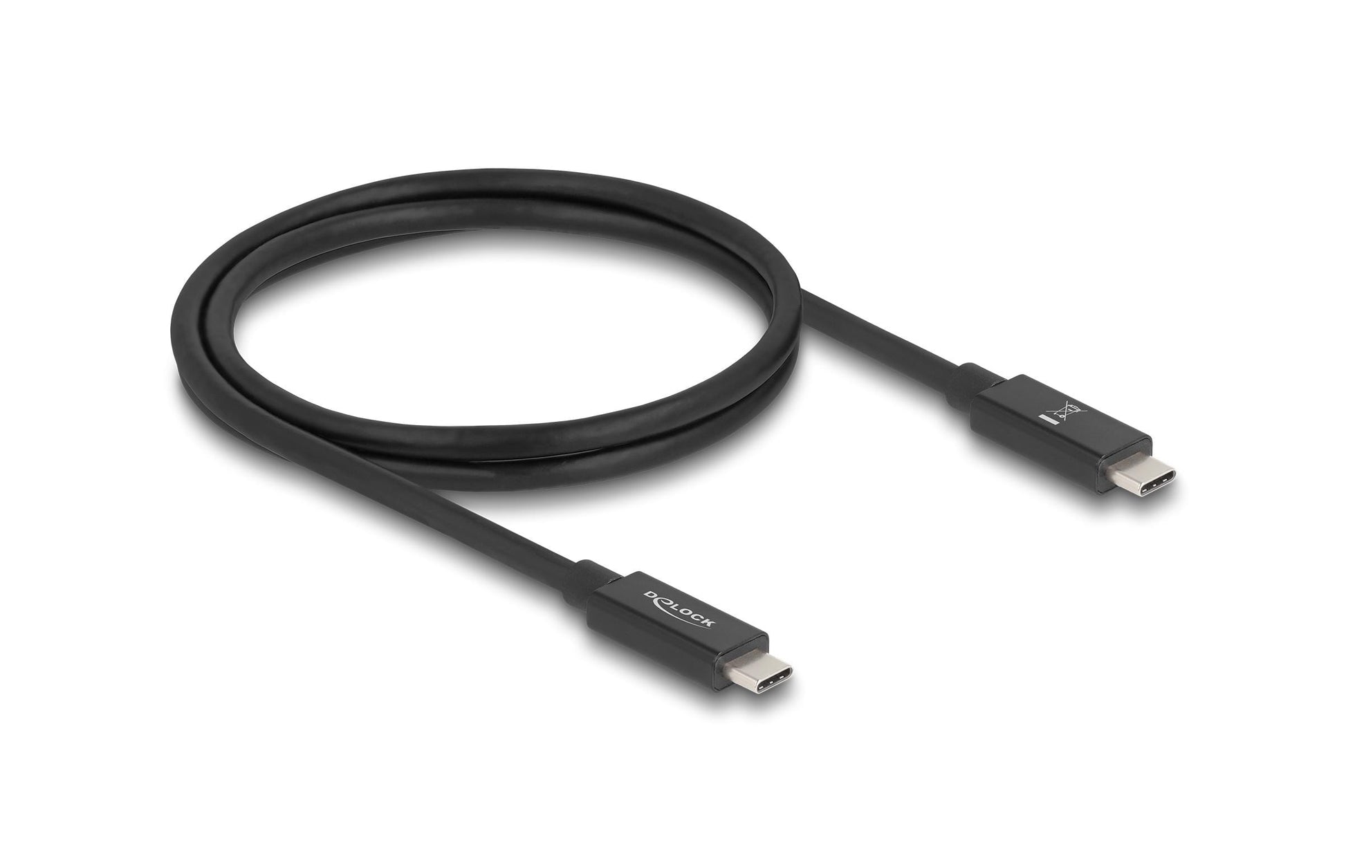 DeLOCK Thunderbolt 4 (USB-C) Kabel – 40 Gbit/s – 1 m – PD 240 W – 16K/60 – TPE-Mantel, E-Marker – Schwarz