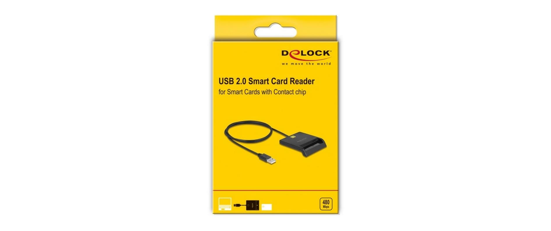 DeLOCK USB-Kartenleser USB-A – Smartcard – USB 2.0 (480 Mbit/s) – LED-Anzeige – Schwarz – für Windows, Mac