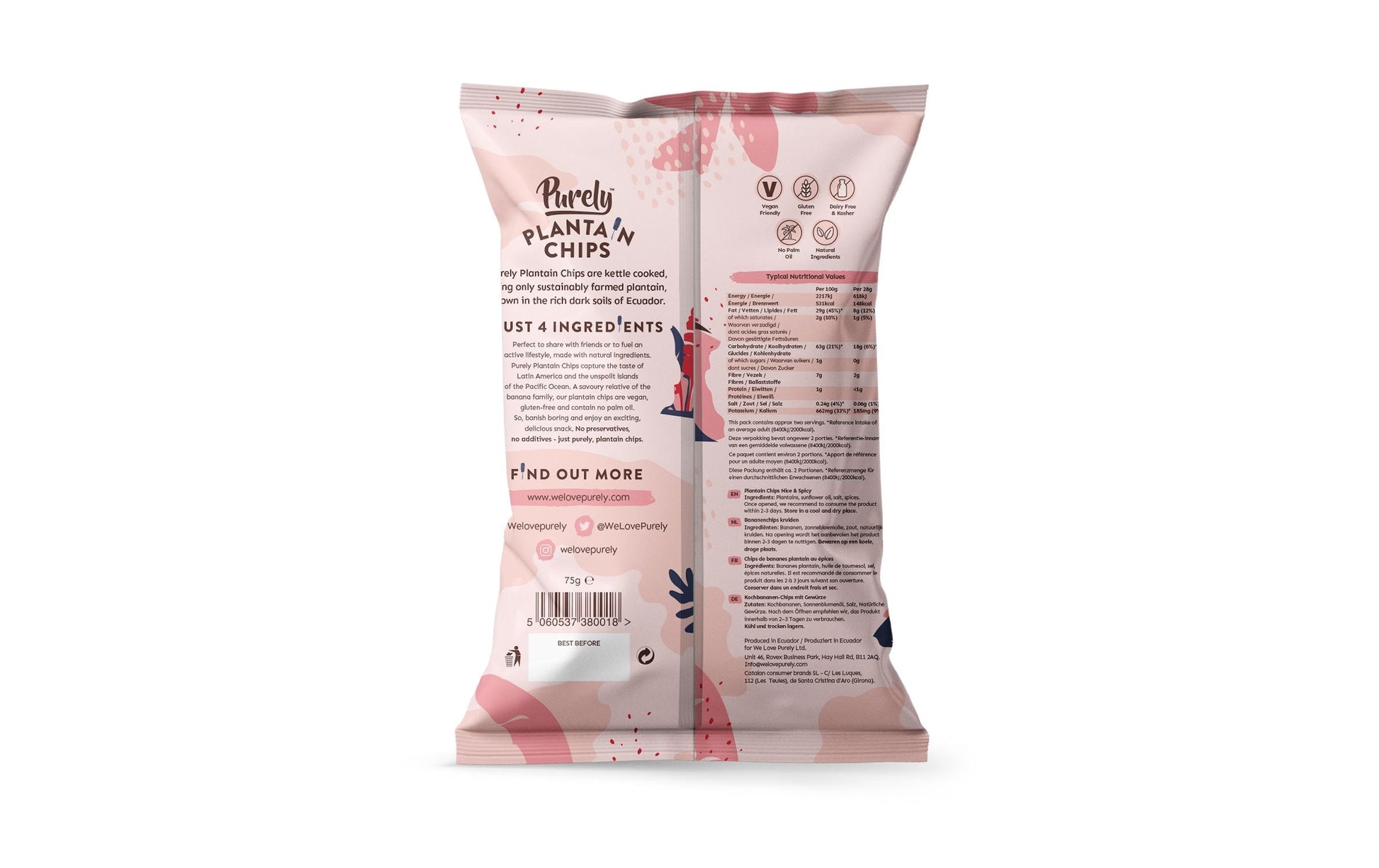 Purley Kochbananenchips – Paprika & scharf, vegan – 75 g