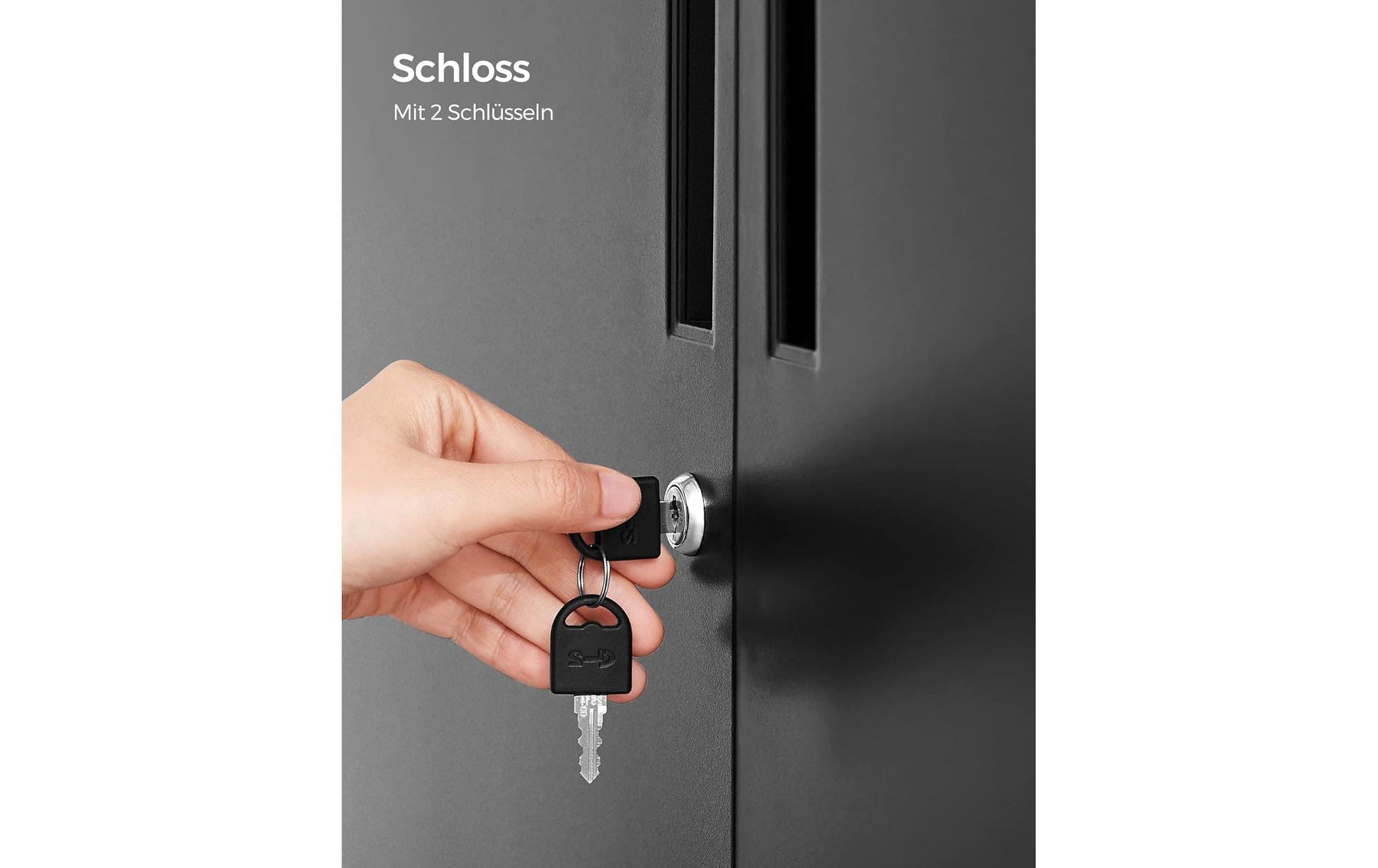 Songmics OMC013B01 – Aktenschrank, 2 Tablare, abschliessbar, Stahl, 800 × 400 × 900 mm, Schwarz