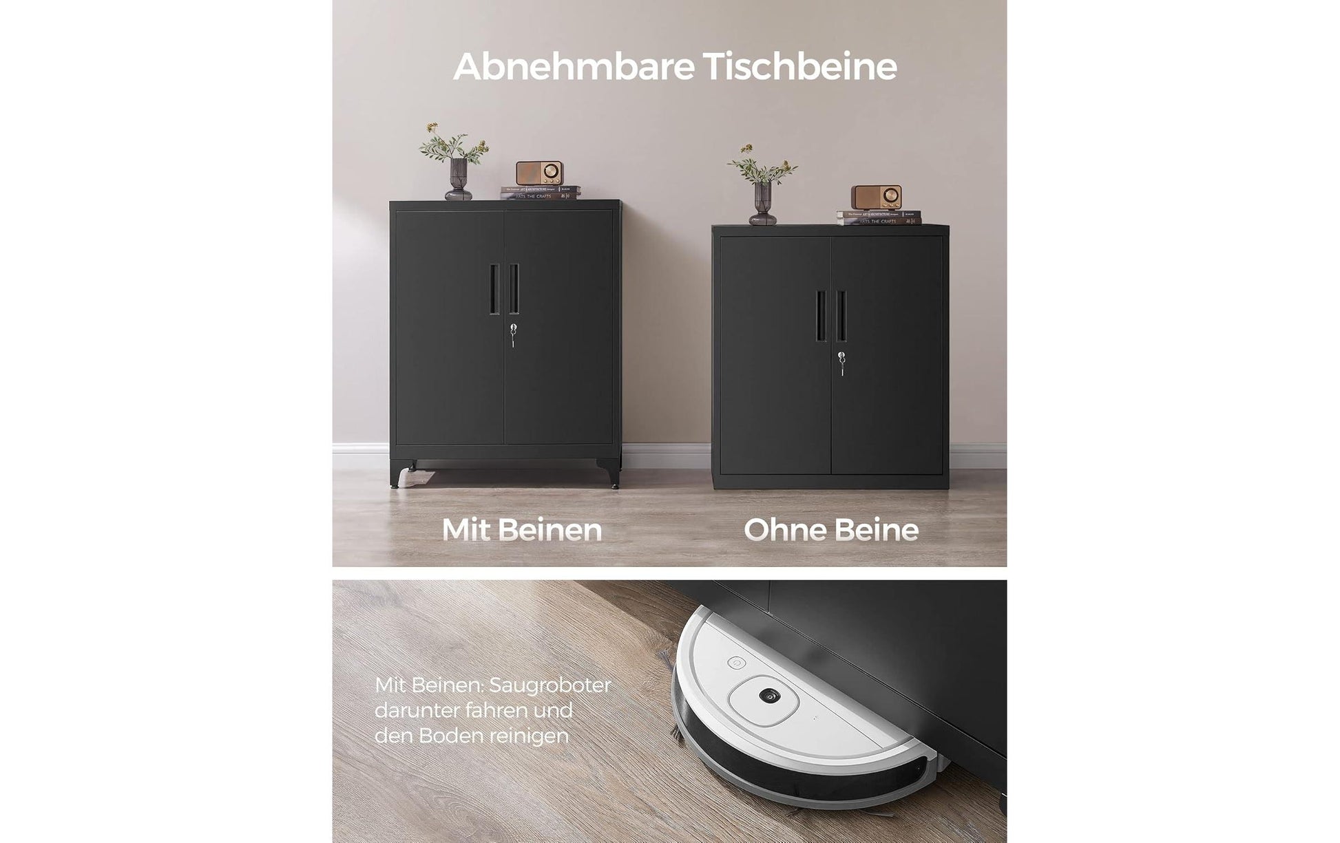 Songmics OMC013B01 – Aktenschrank, 2 Tablare, abschliessbar, Stahl, 800 × 400 × 900 mm, Schwarz