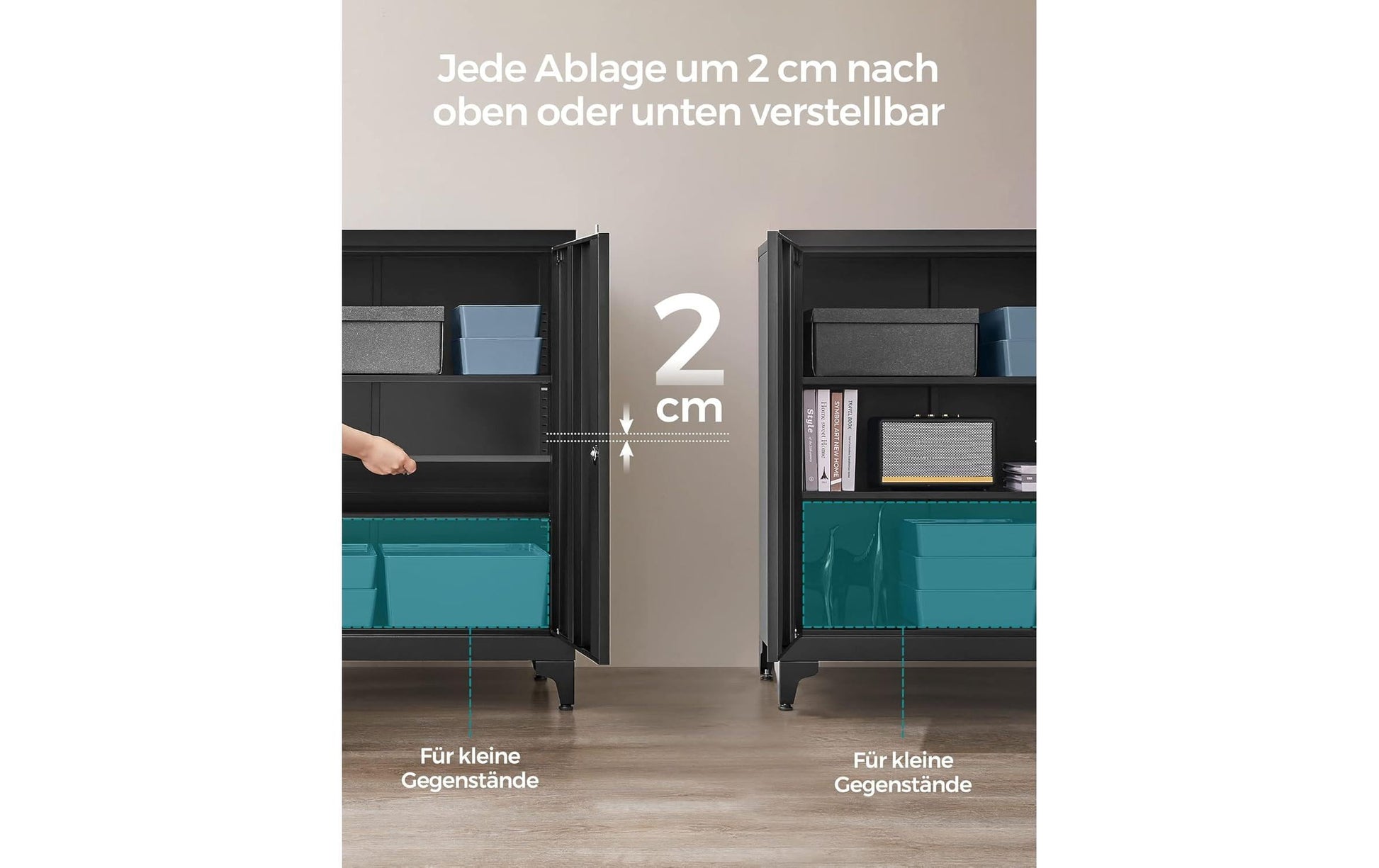 Songmics OMC013B01 – Aktenschrank, 2 Tablare, abschliessbar, Stahl, 800 × 400 × 900 mm, Schwarz