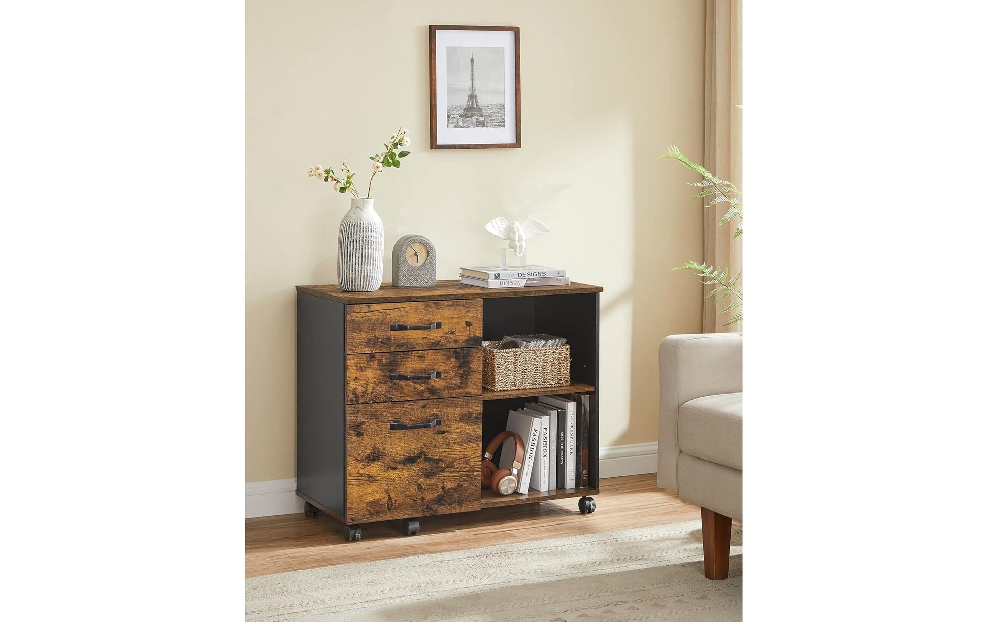 Songmics Schrank – Eisen, schwarz, 80 × 66 × 40 cm