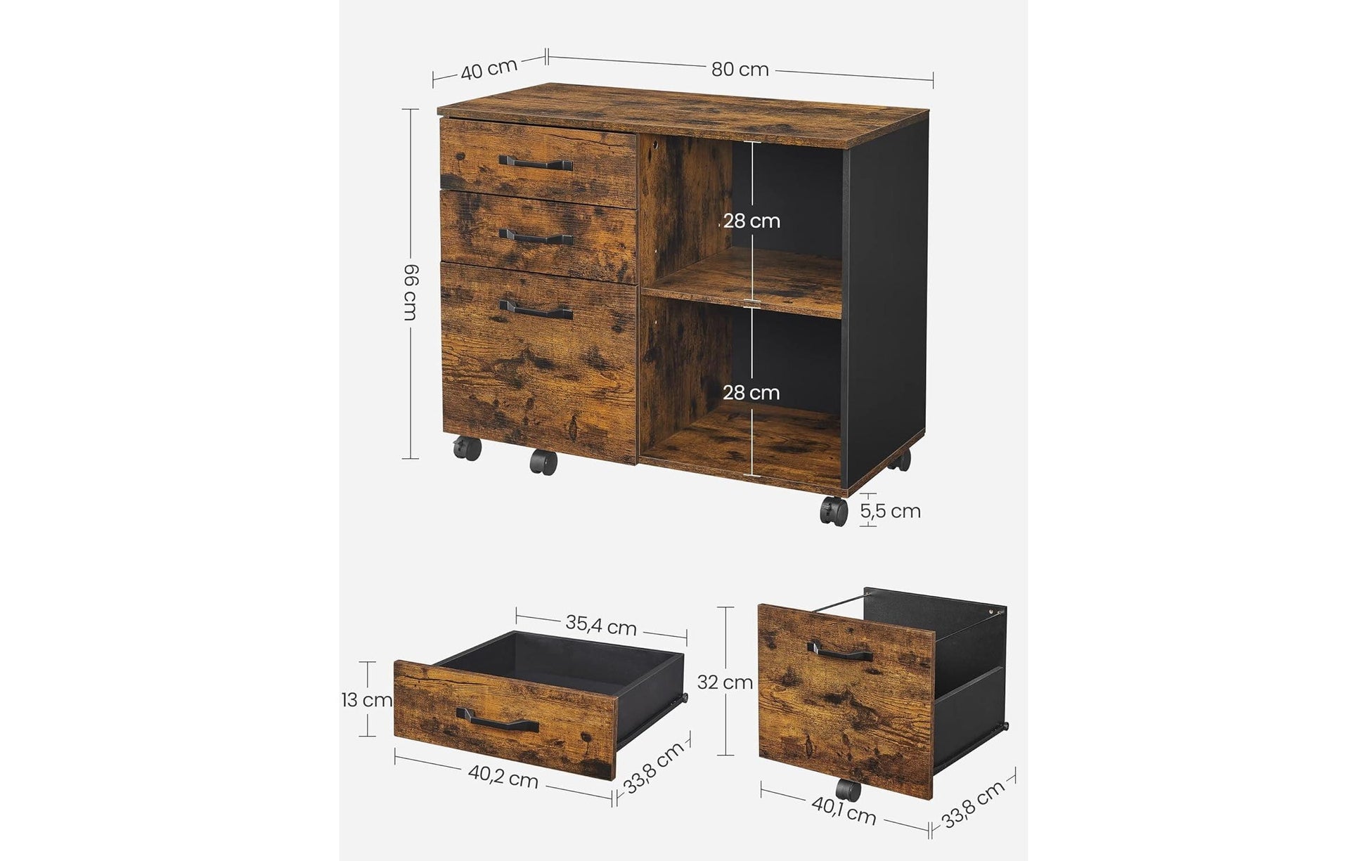 Songmics Schrank – Eisen, schwarz, 80 × 66 × 40 cm