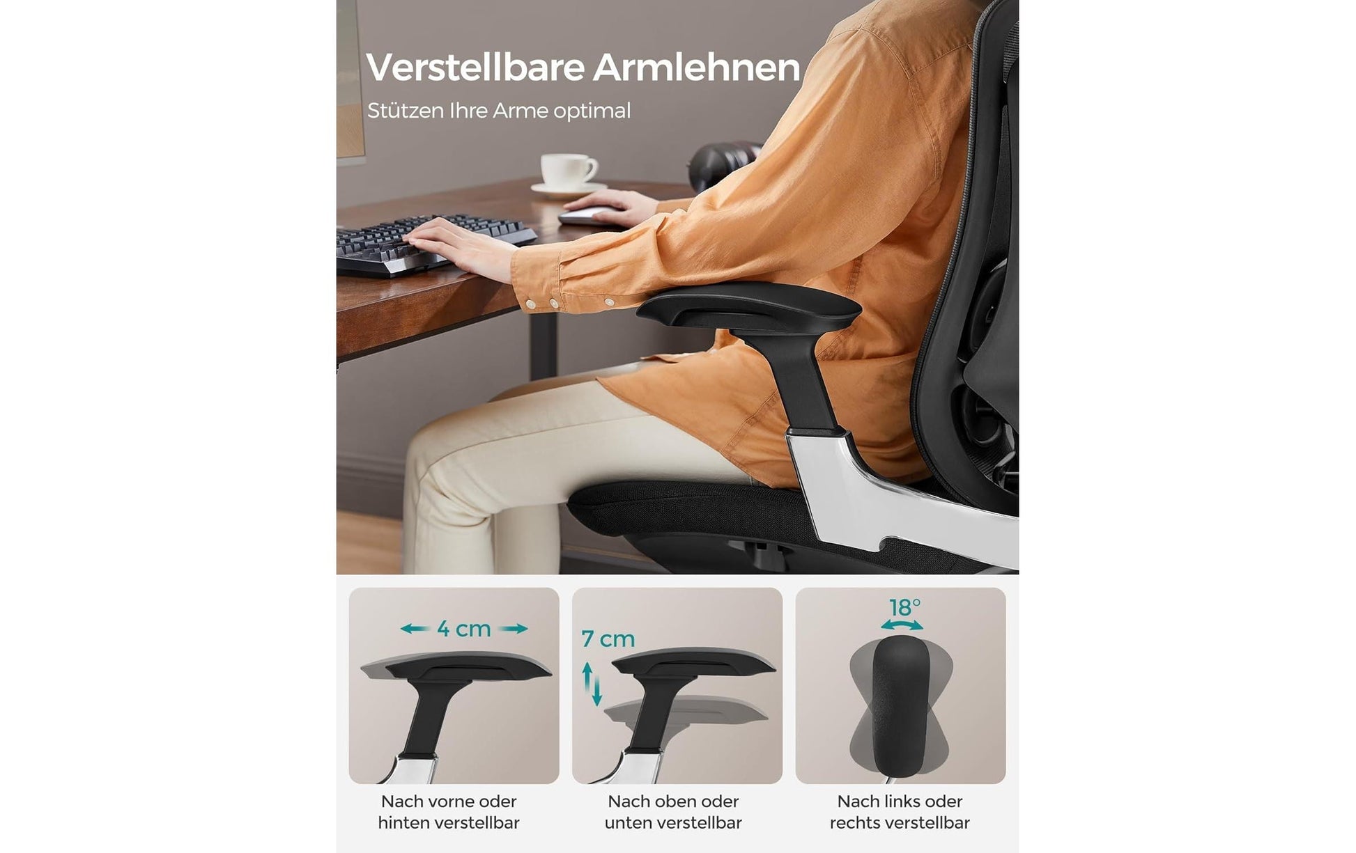 Songmics Bürostuhl – 150 kg, schwarz