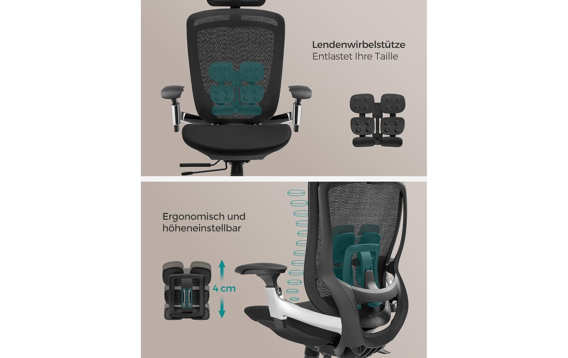Songmics Bürostuhl – 150 kg, schwarz