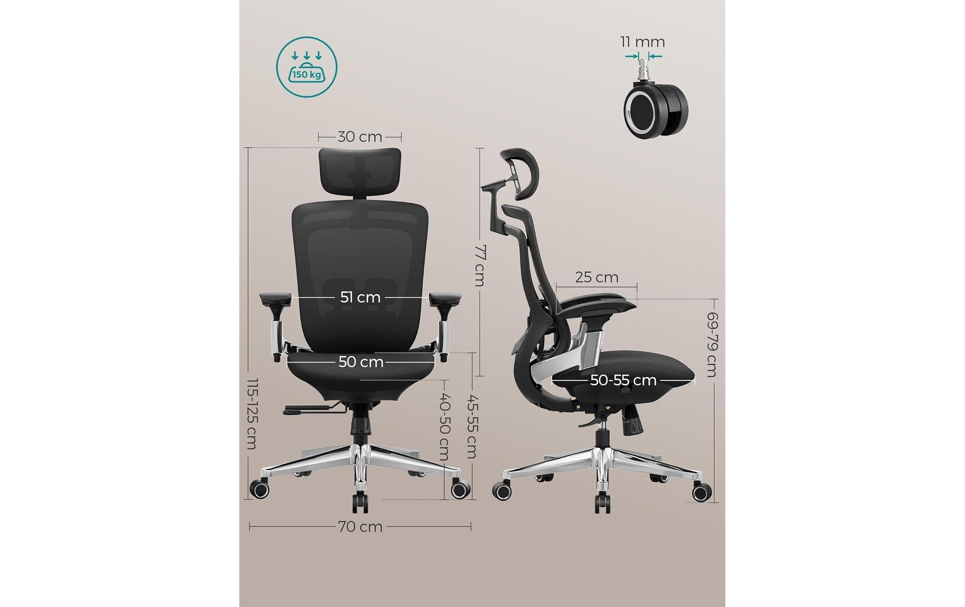 Songmics Bürostuhl – 150 kg, schwarz