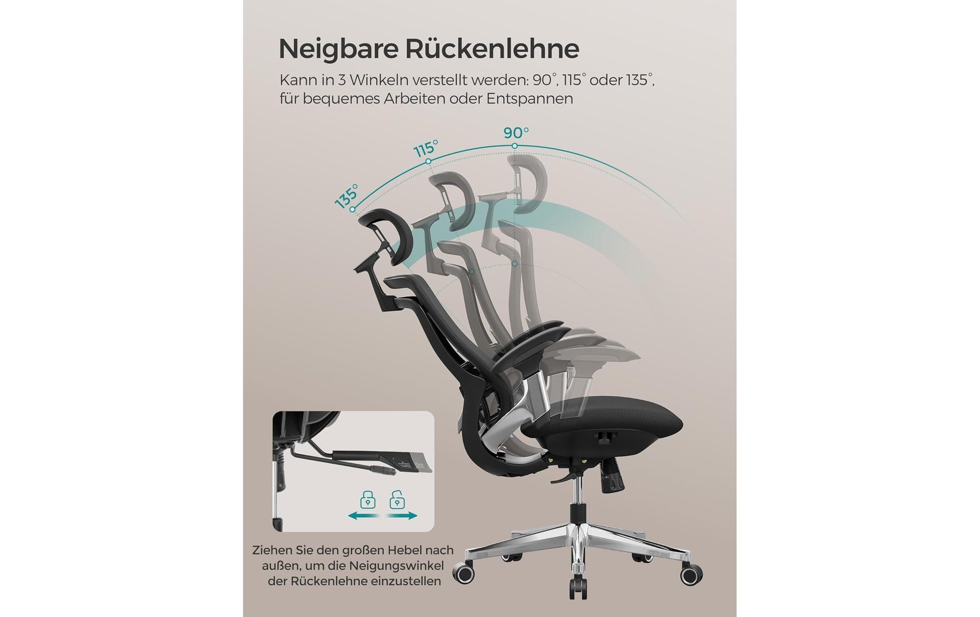 Songmics Bürostuhl – 150 kg, schwarz
