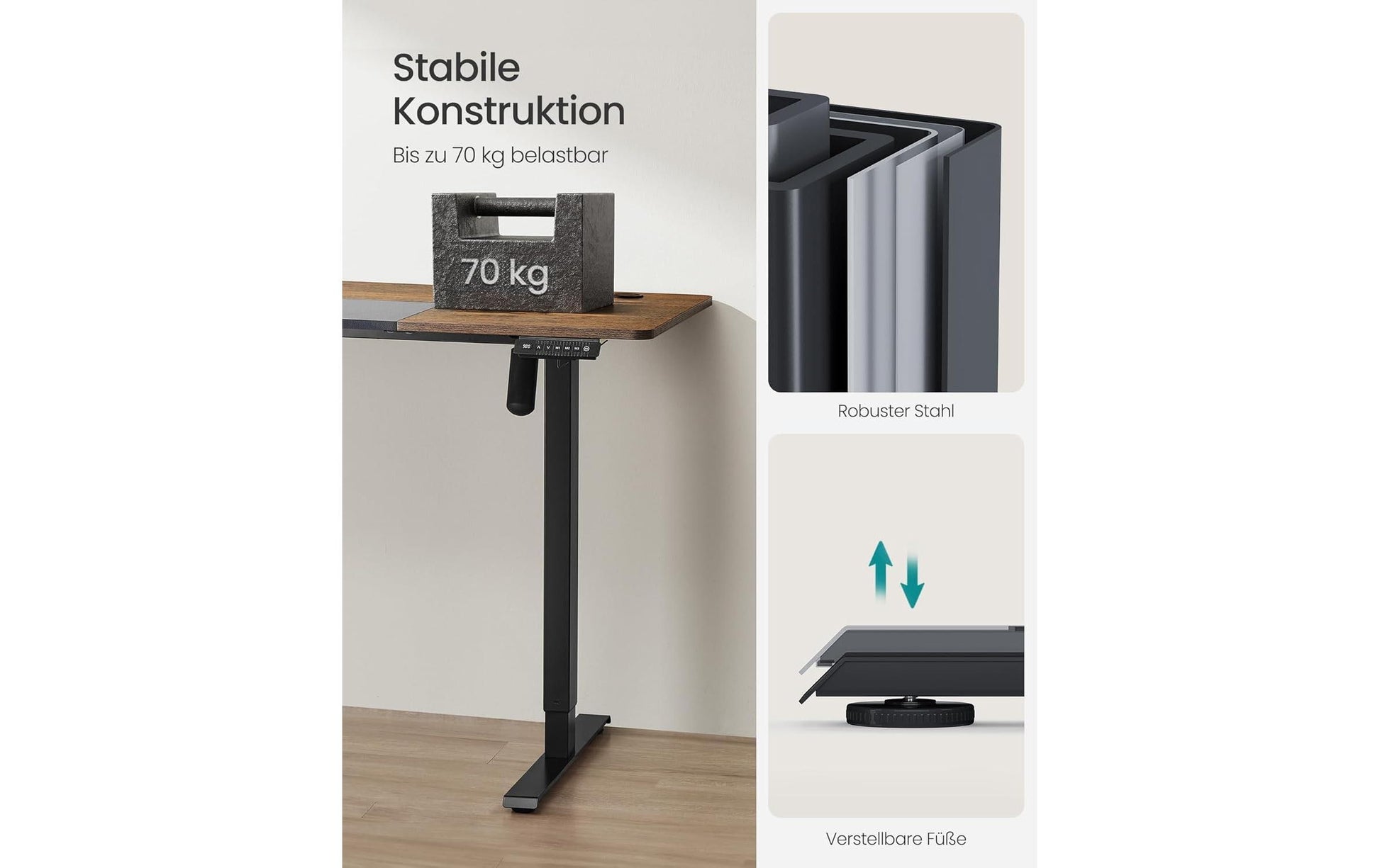 Songmics Stehtisch – 140 × 60 × 120 cm – Braun