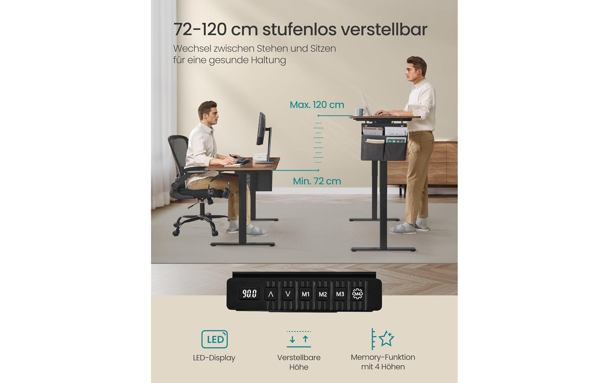 Songmics Stehtisch – 140 × 60 × 120 cm – Braun