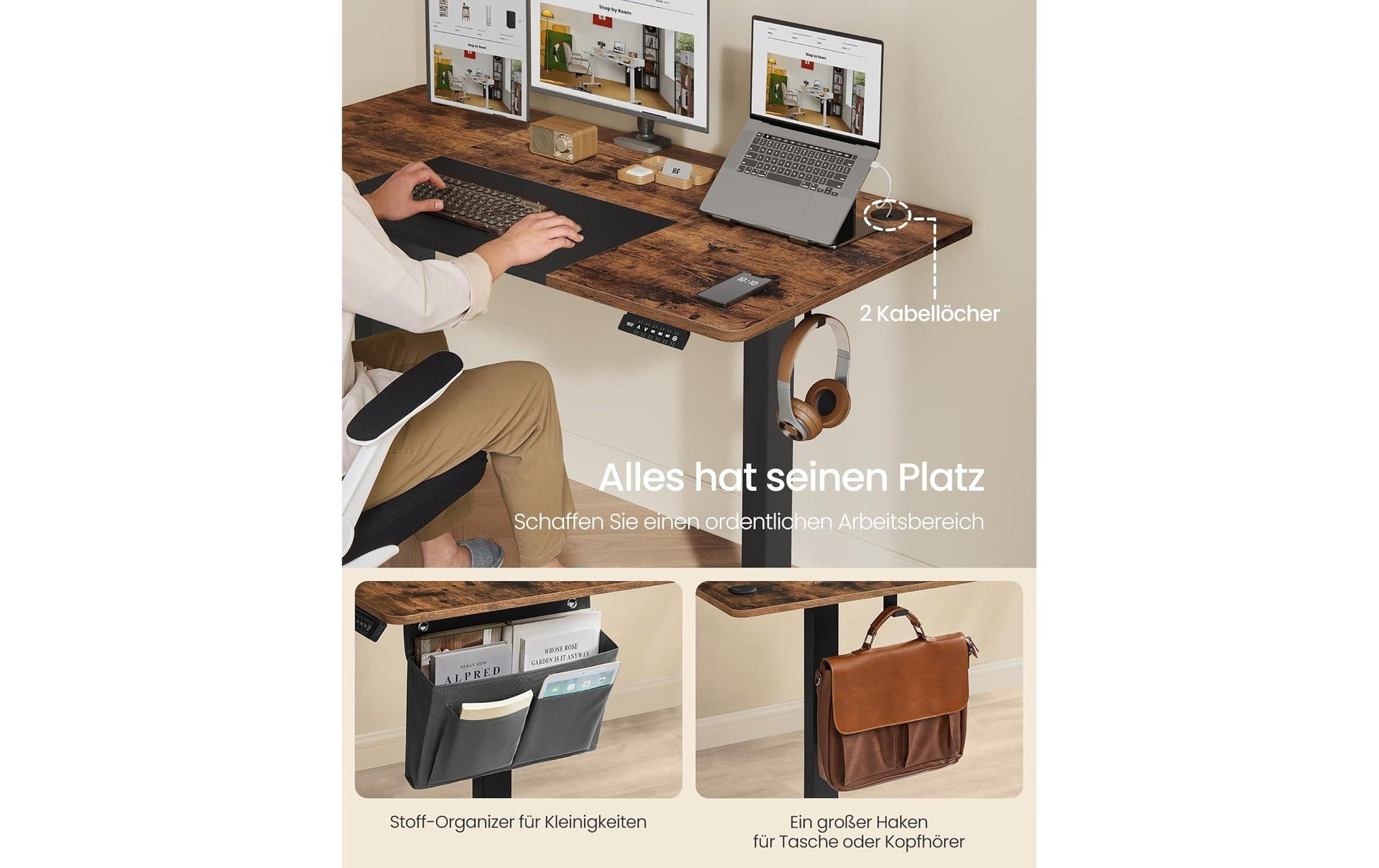 Songmics Stehtisch – 140 × 60 × 120 cm – Braun