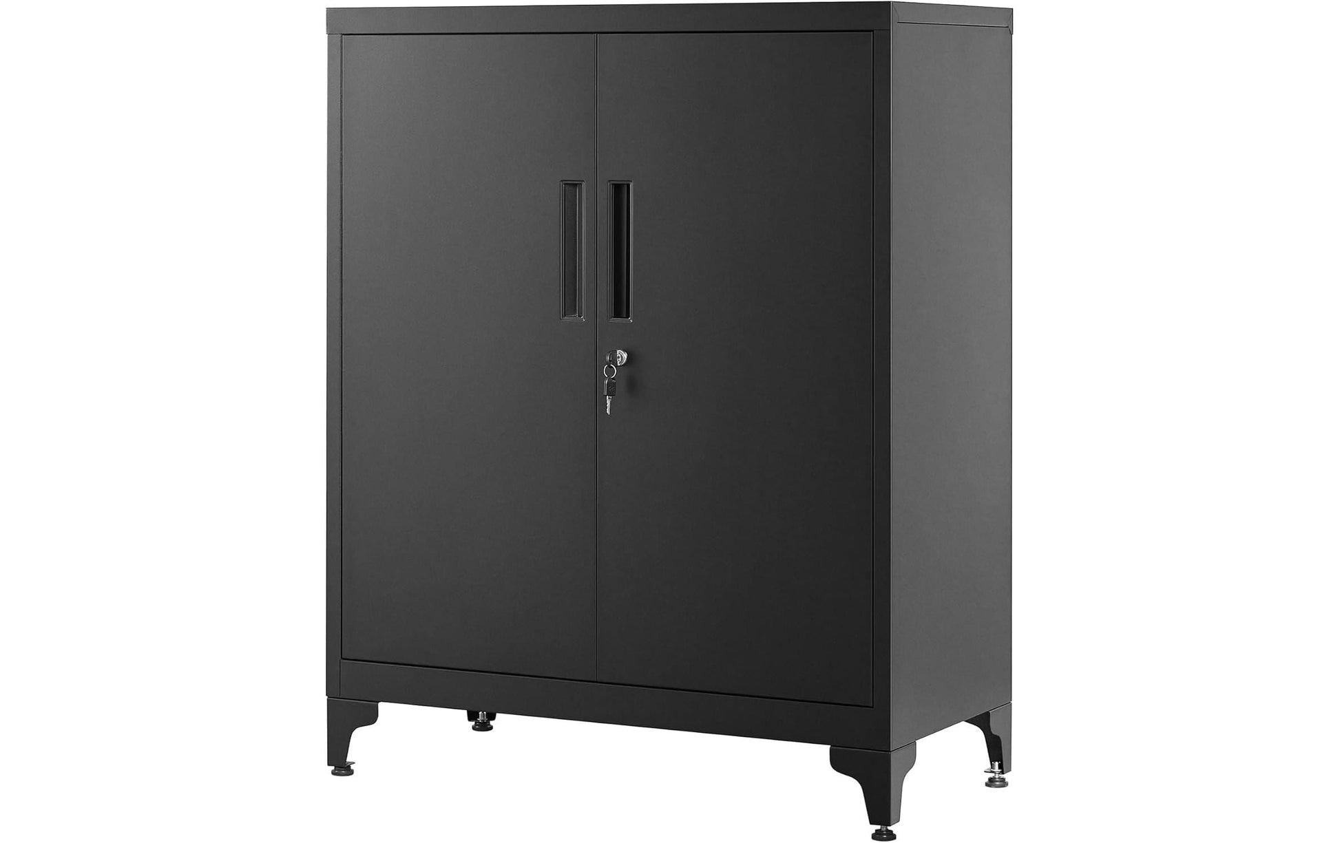 Songmics OMC013B01 – Aktenschrank, 2 Tablare, abschliessbar, Stahl, 800 × 400 × 900 mm, Schwarz