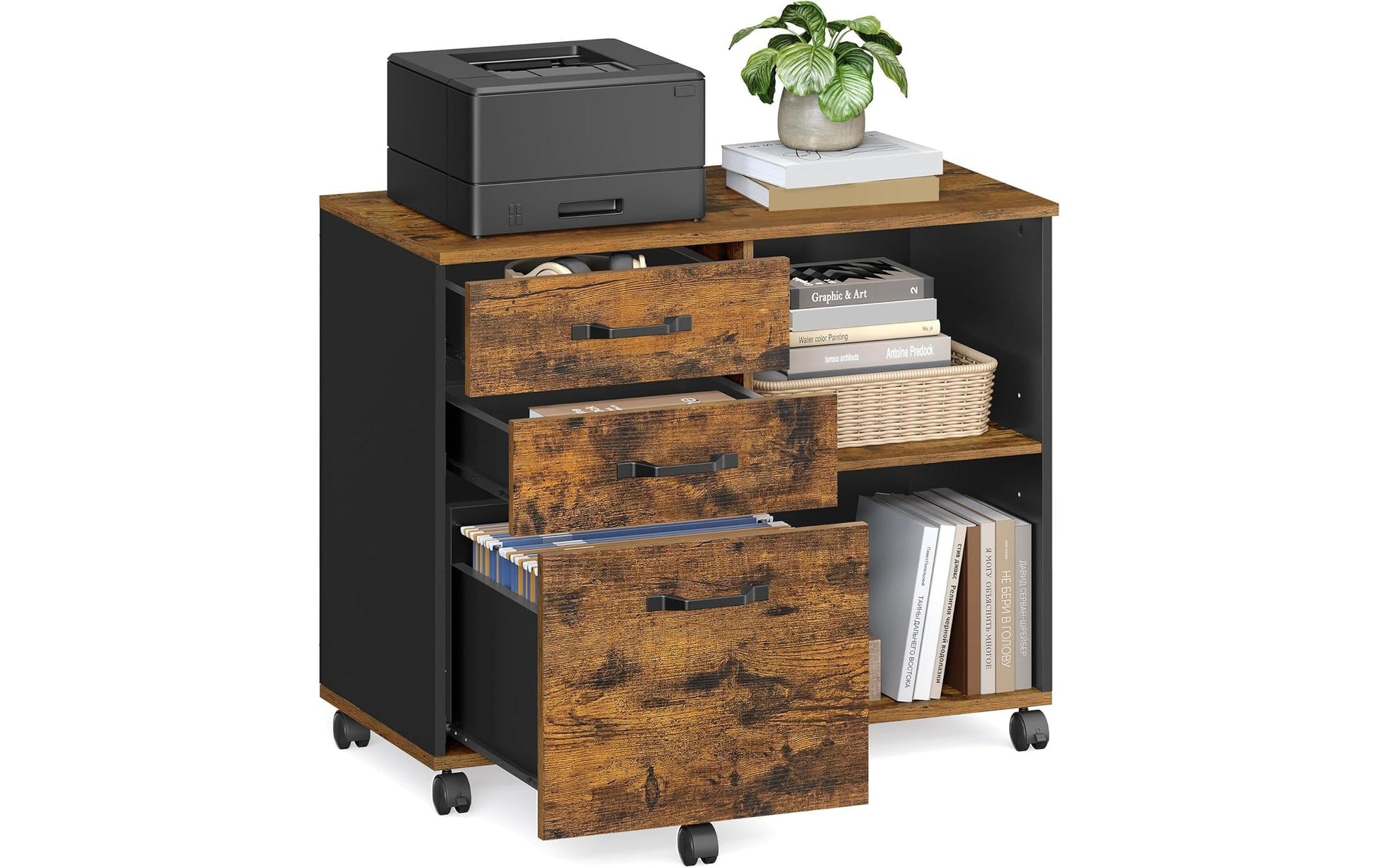 Songmics Schrank – Eisen, schwarz, 80 × 66 × 40 cm