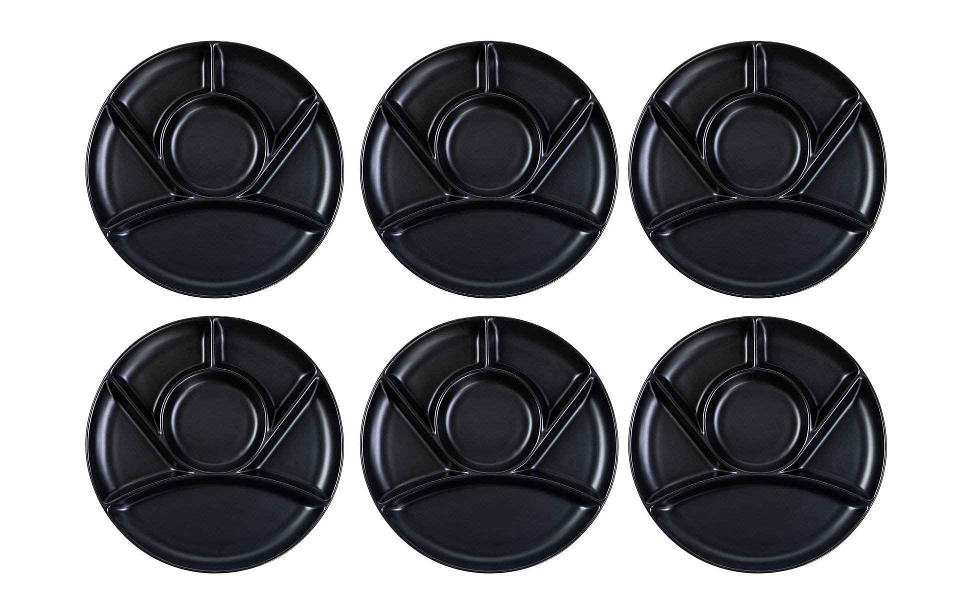 Cocon Fondueteller – 6er Set, Ø 22,5 cm, Porzellan, Schwarz, spülmaschinenfest