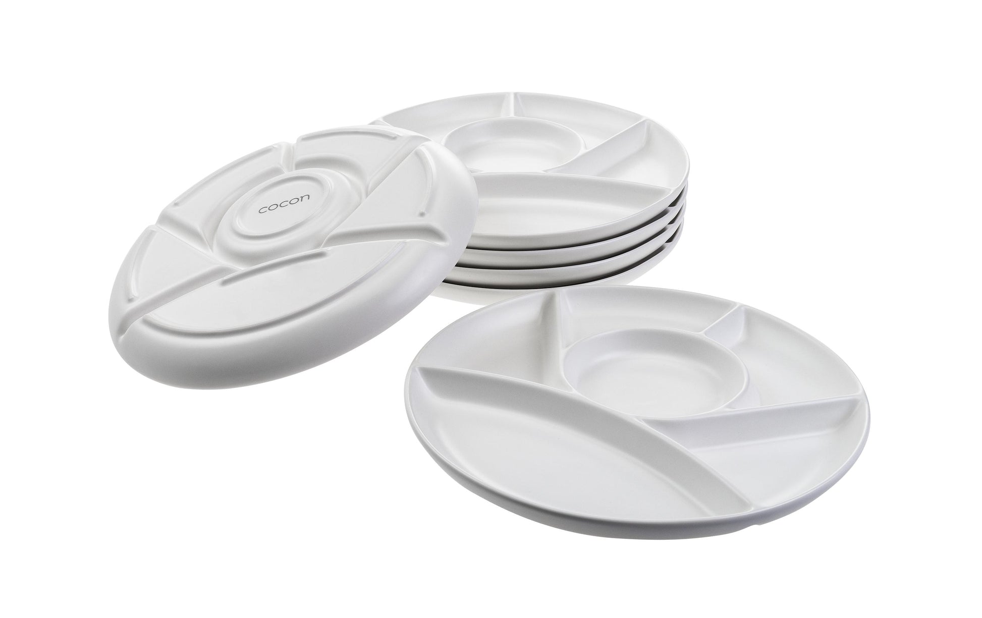 Cocon Fondueteller – 6er Set, Ø 22,5 cm, Porzellan, Weiss matt, spülmaschinenfest