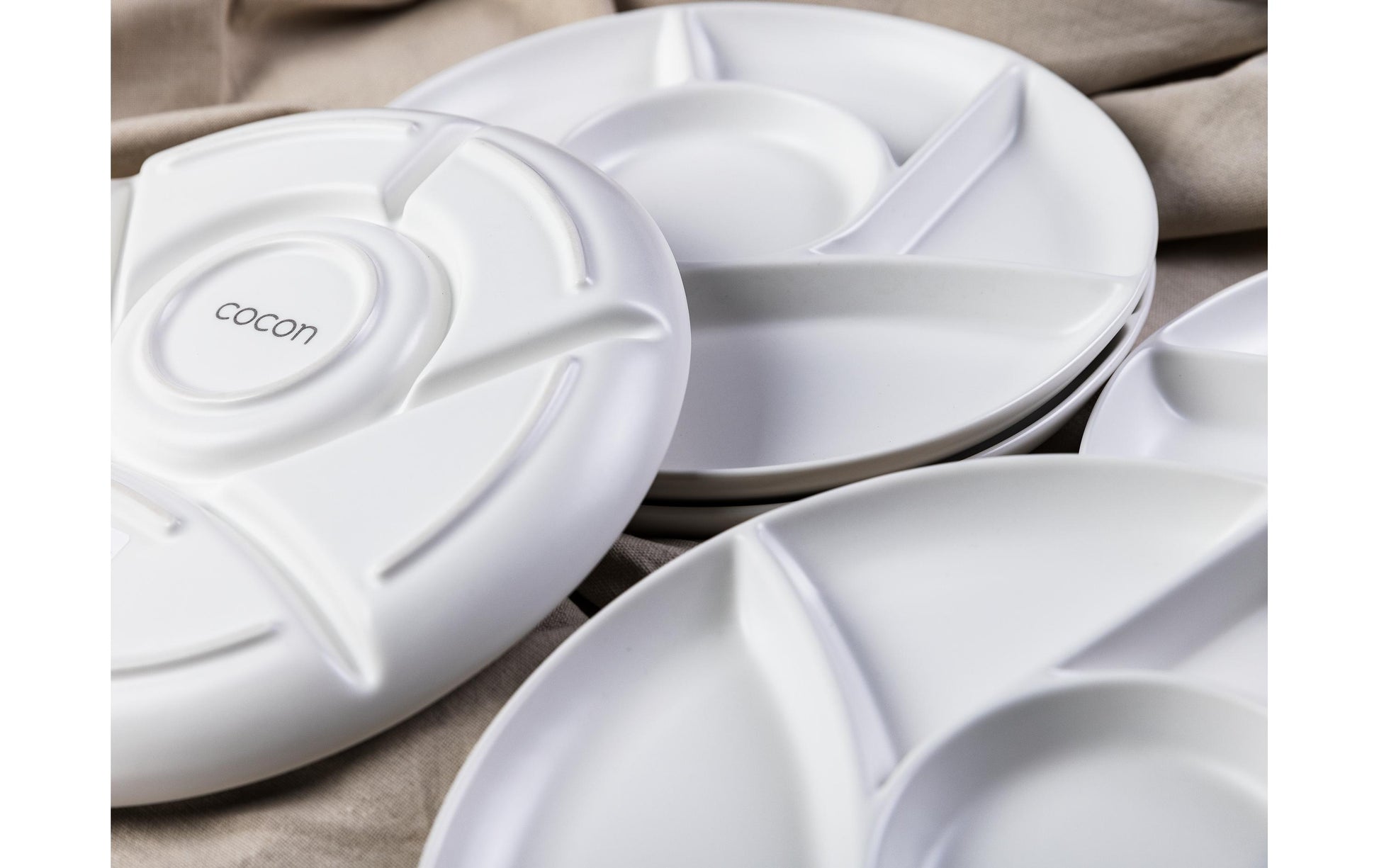 Cocon Fondueteller – 6er Set, Ø 22,5 cm, Porzellan, Weiss matt, spülmaschinenfest