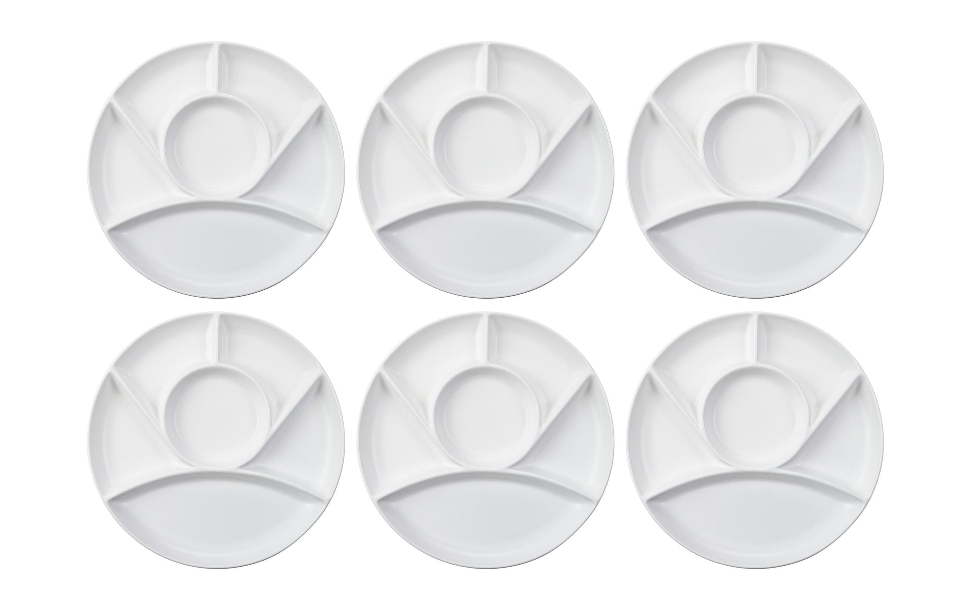 Cocon Fondueteller – 6er Set, Ø 22,5 cm, Porzellan, Weiss matt, spülmaschinenfest
