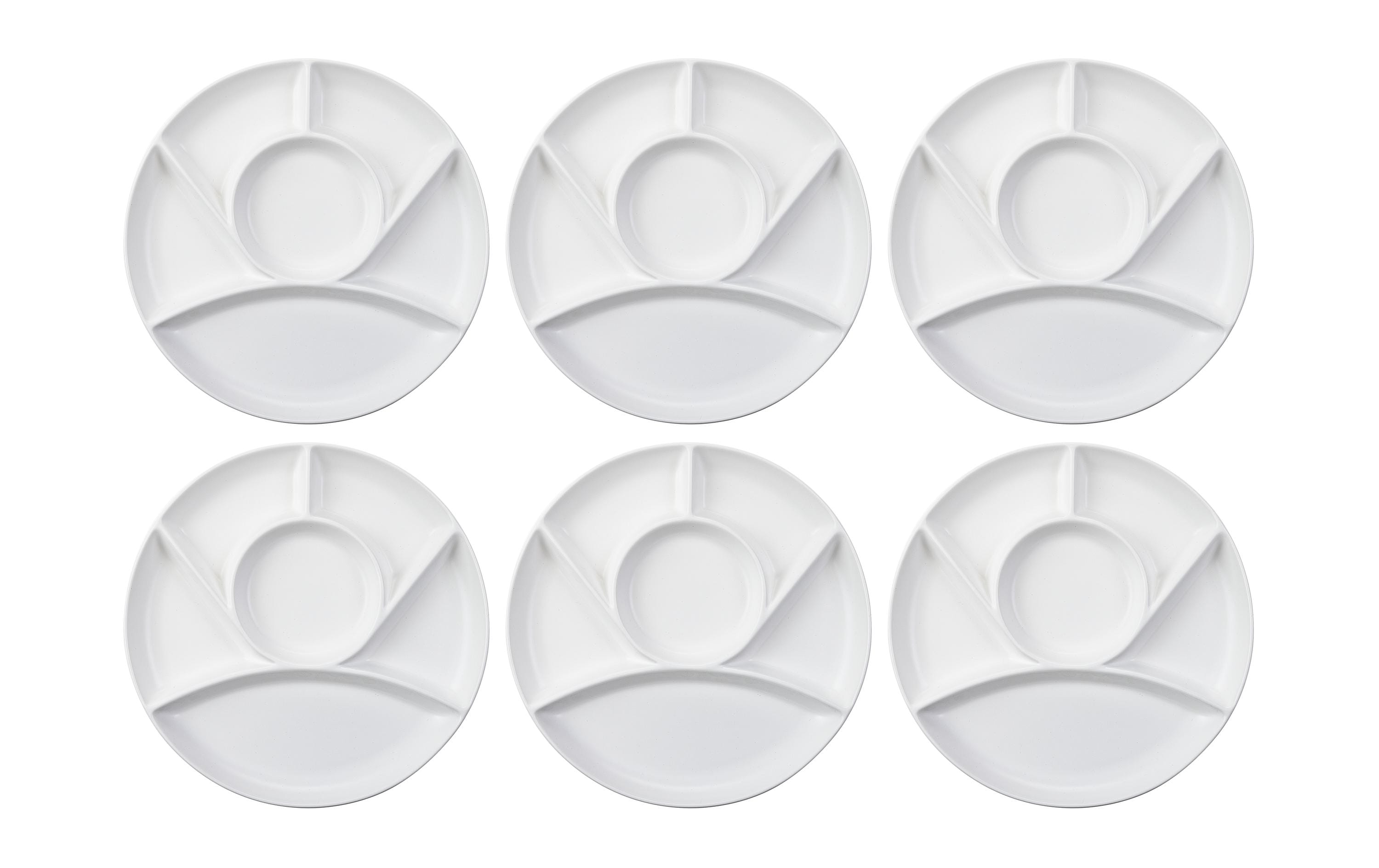 Cocon Fondueteller – 6er Set, Ø 22,5 cm, Porzellan, Weiss matt, spülmaschinenfest