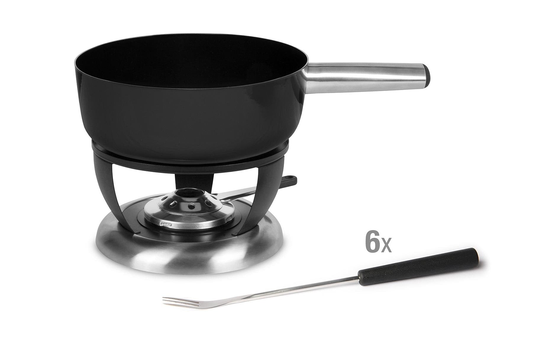 Stöckli Käsefondue-Set Bellavista Emotion 8-teilig, für 6 Personen – mit Pastenbrenner, Stahl, für Induktion