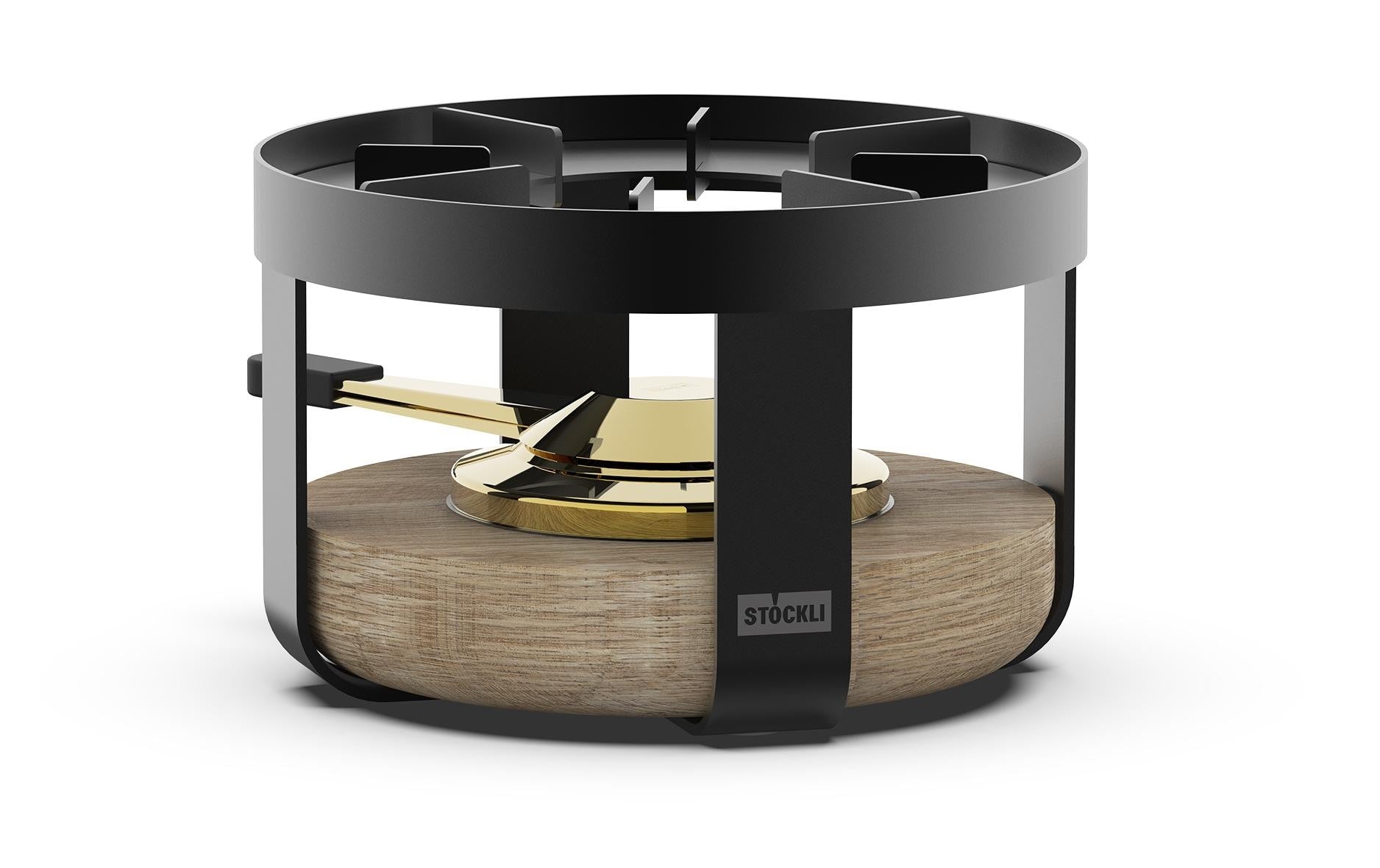 Stöckli Fondue-Set Pilatus Wood – Ø 18,4 cm, Pastenbrenner – Schwarz/Braun