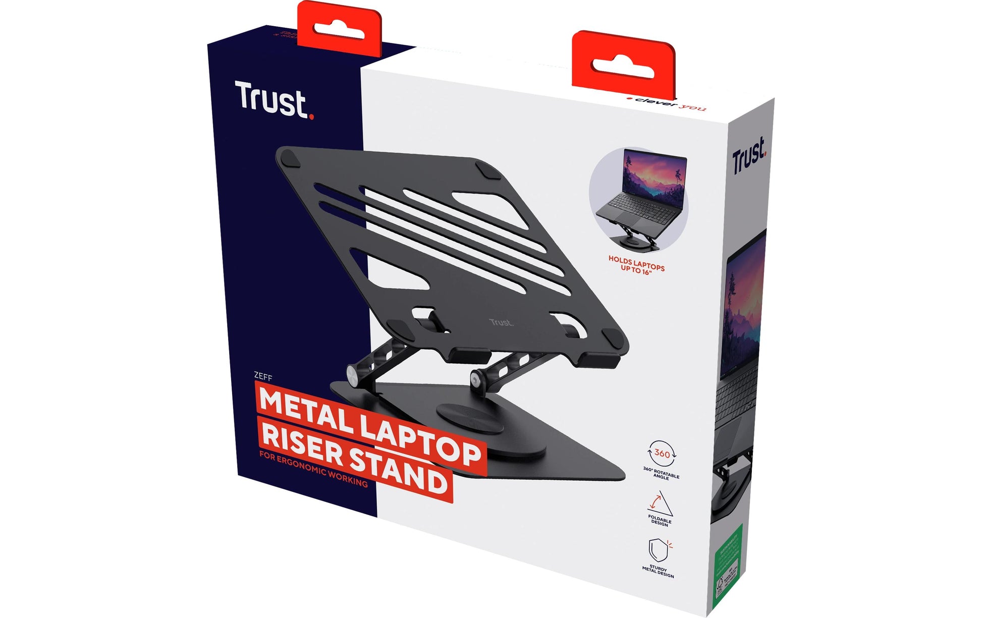 Trust Zeff Laptop-Ständer – für Notebooks bis 16", Metall, Schwarz