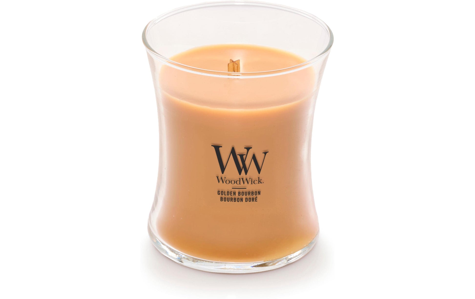 WoodWick Duftkerze Golden Bourbon, sortiert, Sojawachs, Ø 10 cm, 11 cm, 1 Stück