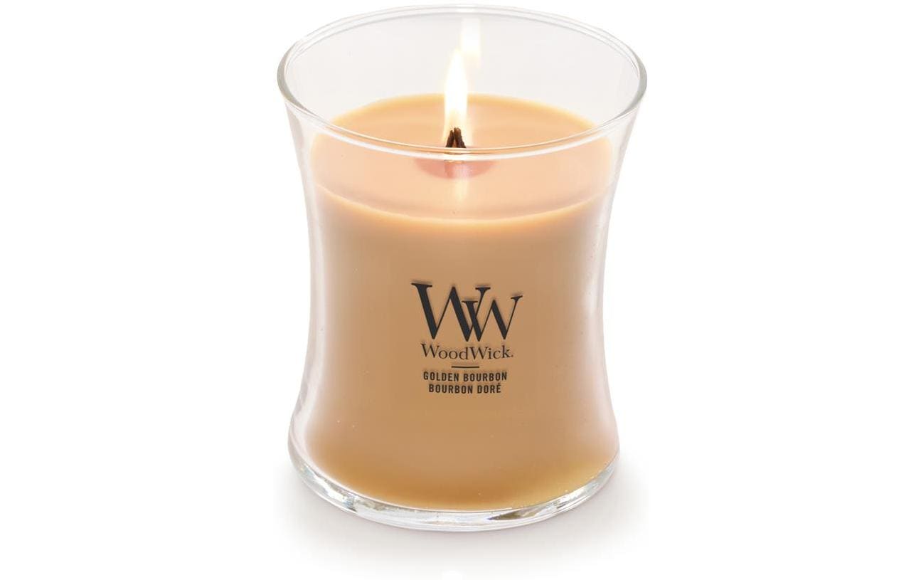 WoodWick Duftkerze Golden Bourbon, sortiert, Sojawachs, Ø 10 cm, 11 cm, 1 Stück