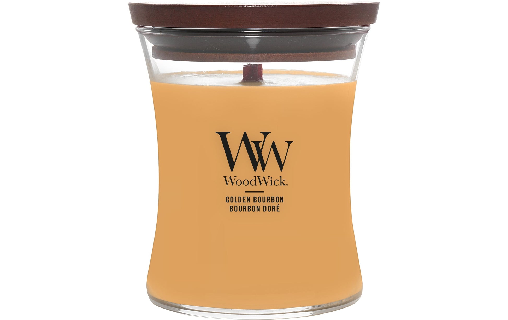 WoodWick Duftkerze Golden Bourbon, sortiert, Sojawachs, Ø 10 cm, 11 cm, 1 Stück