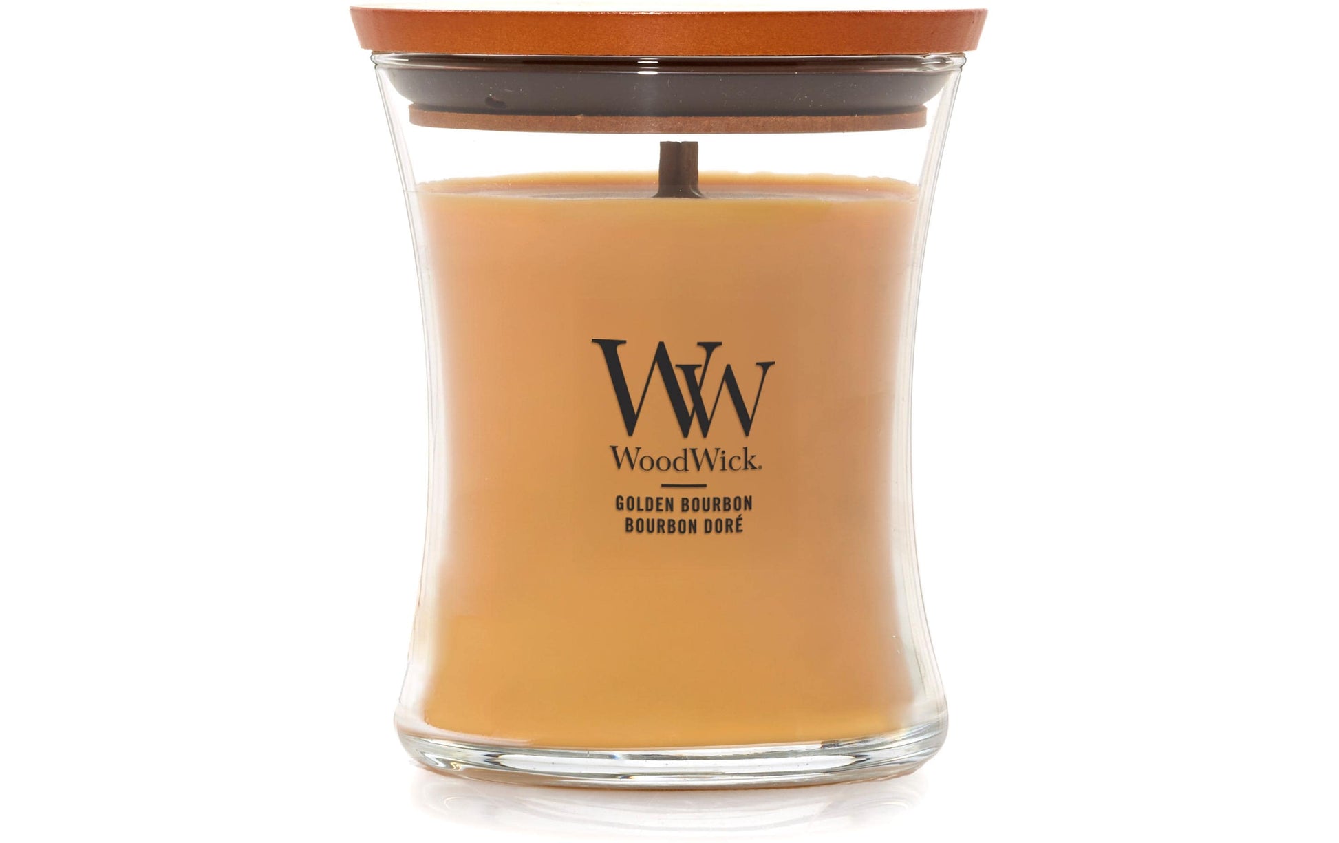 WoodWick Duftkerze Golden Bourbon, sortiert, Sojawachs, Ø 10 cm, 11 cm, 1 Stück
