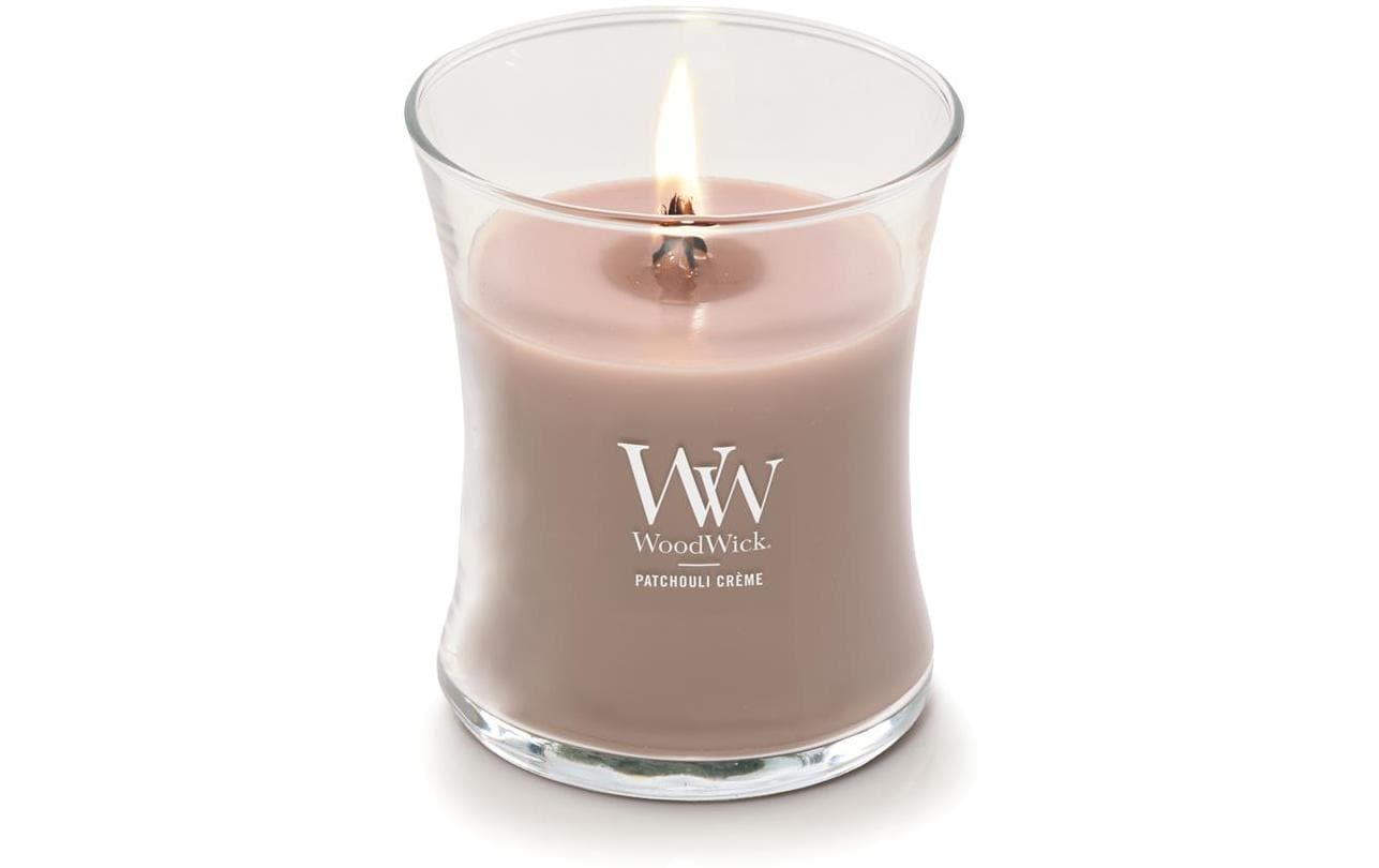 WoodWick Duftkerze Patchouli Creme, Sojawachs, sortiert, Ø 10 cm, 11 cm, parfümiert, 1 Stück