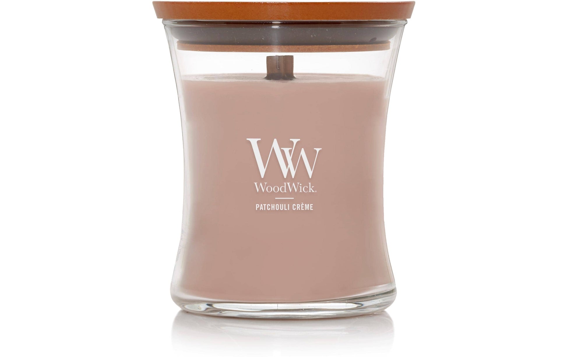 WoodWick Duftkerze Patchouli Creme, Sojawachs, sortiert, Ø 10 cm, 11 cm, parfümiert, 1 Stück