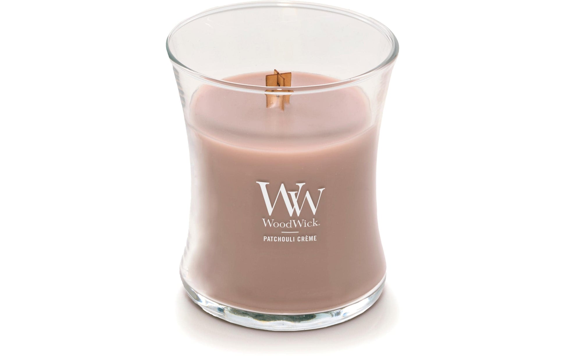 WoodWick Duftkerze Patchouli Creme, Sojawachs, sortiert, Ø 10 cm, 11 cm, parfümiert, 1 Stück