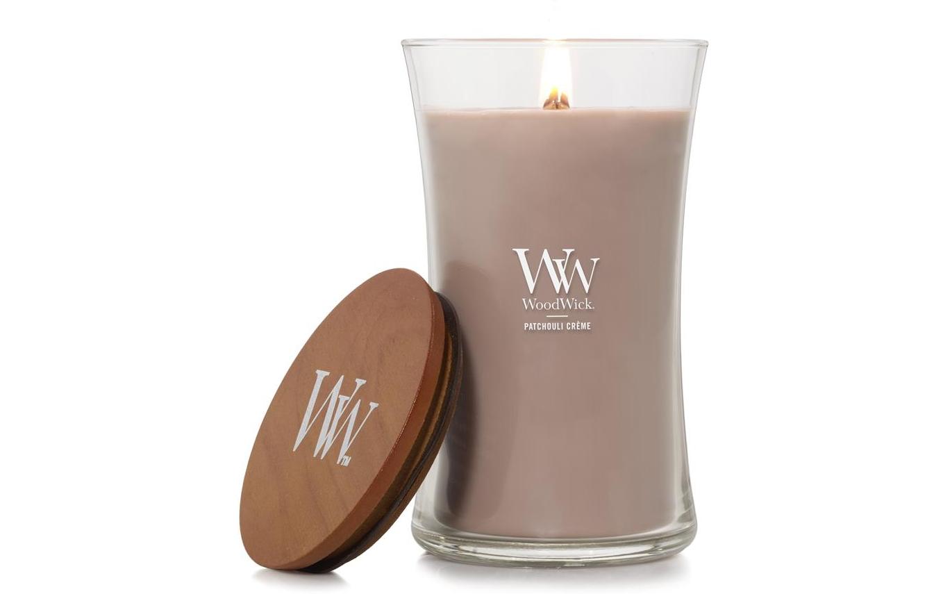 WoodWick Duftkerze Patchouli Creme, Sojawachs, Ø 10 cm, 18 cm, 1 Stück