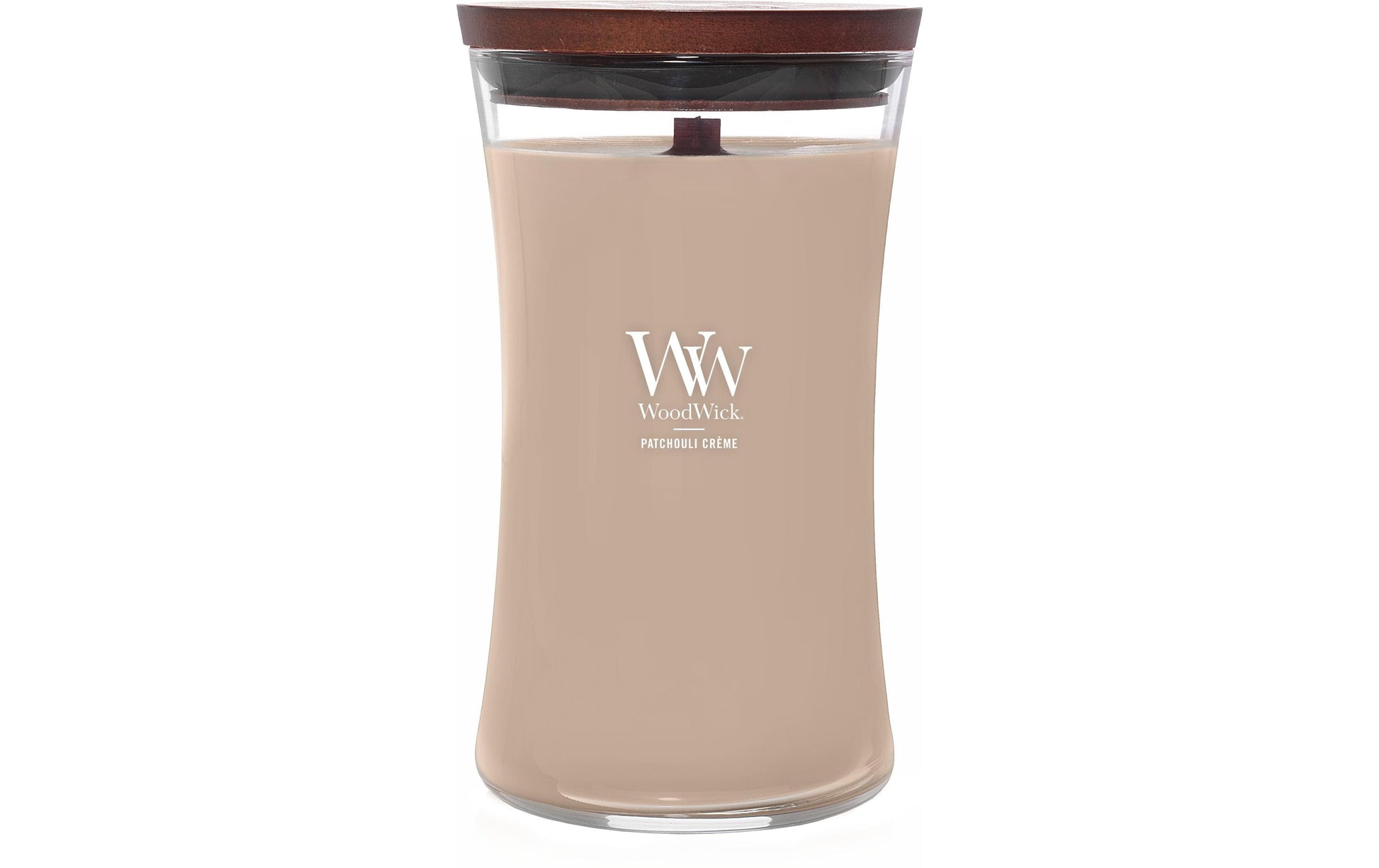 WoodWick Duftkerze Patchouli Creme, Sojawachs, Ø 10 cm, 18 cm, 1 Stück