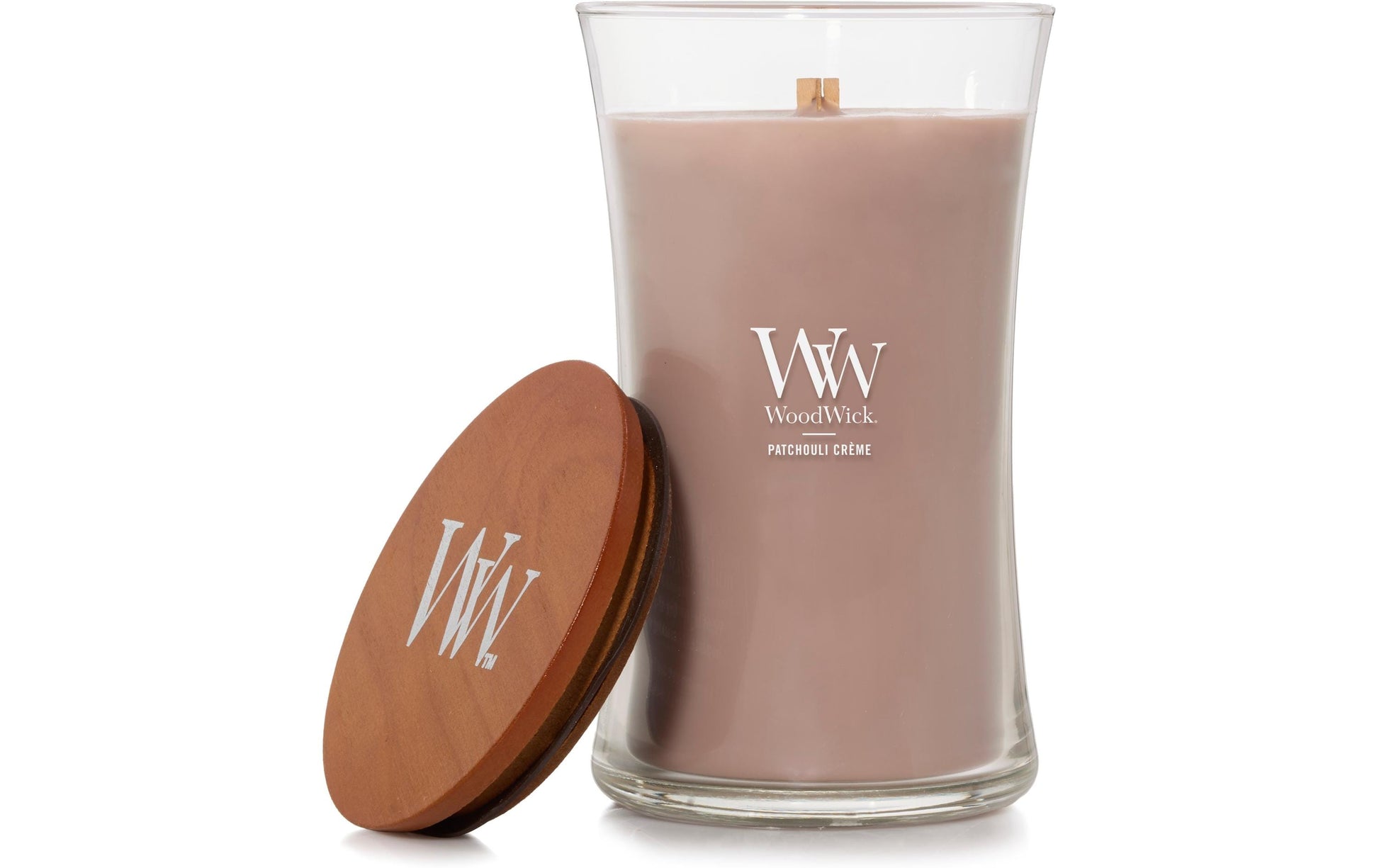 WoodWick Duftkerze Patchouli Creme, Sojawachs, Ø 10 cm, 18 cm, 1 Stück
